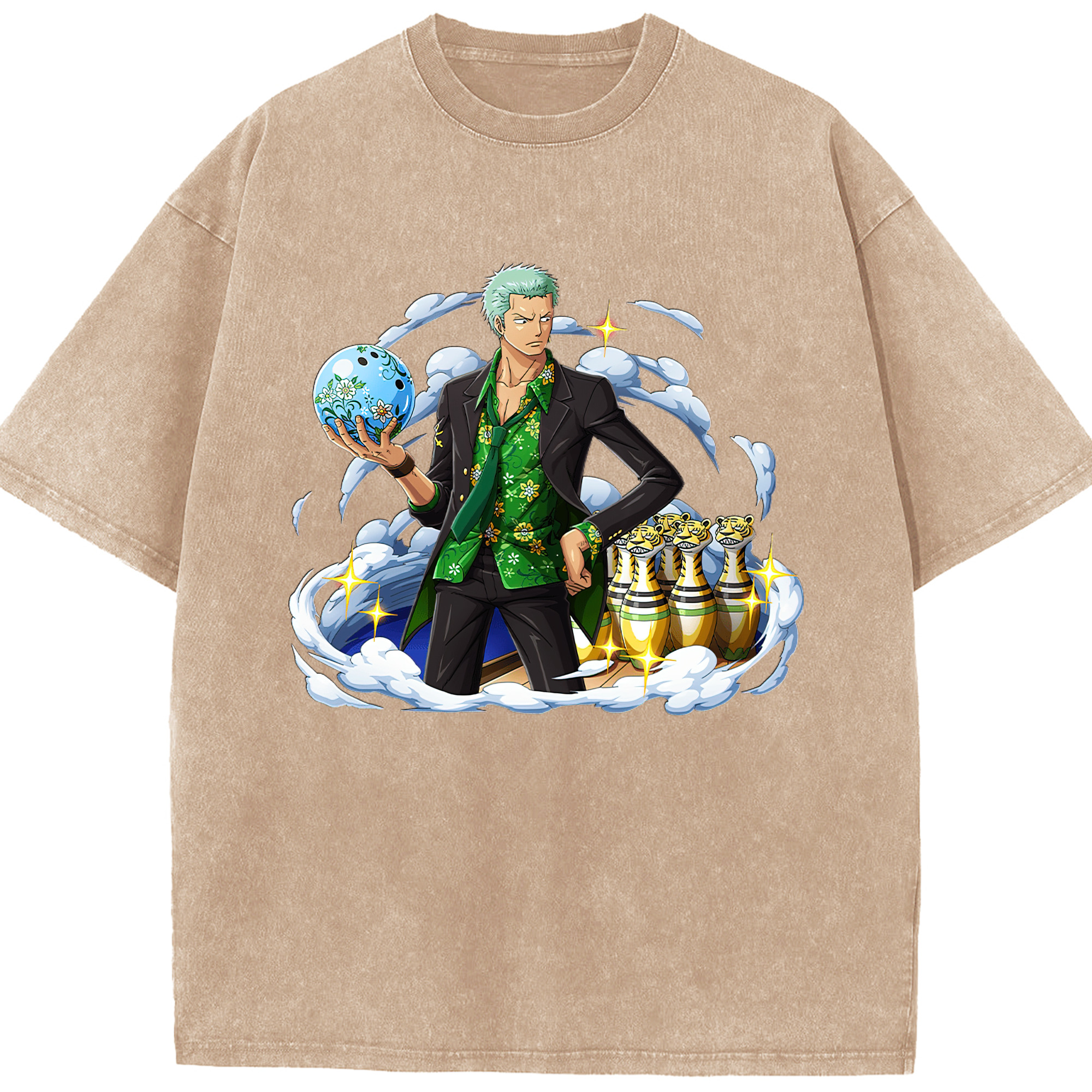 ワンピース ロロノア・ゾロ ONE PIECE Roronoa Zoro 綿100% ヴィンテージ風 半袖Tシャツ（フロントプリント）