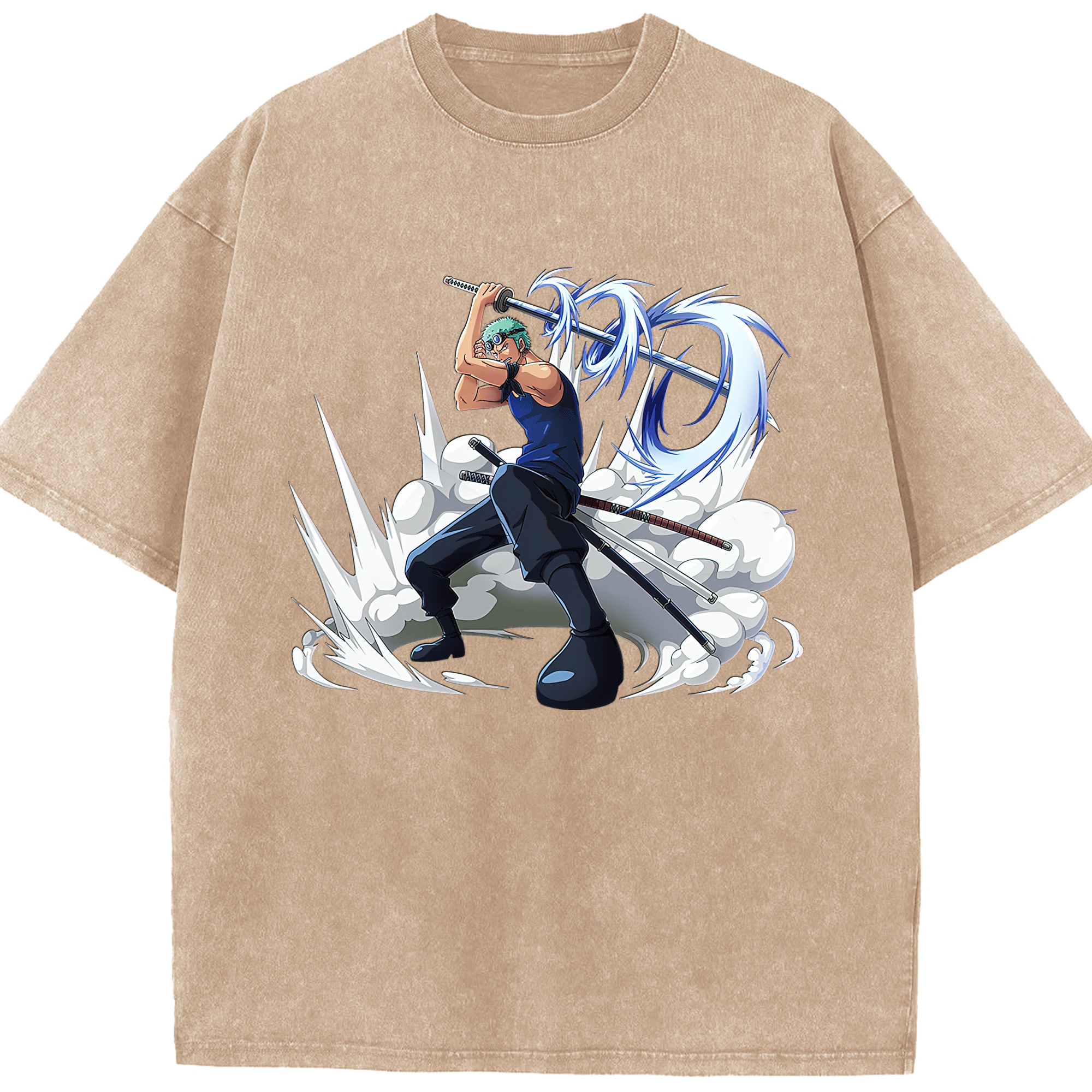 ワンピース ロロノア・ゾロ ONE PIECE Roronoa Zoro 綿100% ヴィンテージ風 半袖Tシャツ（フロントプリント）