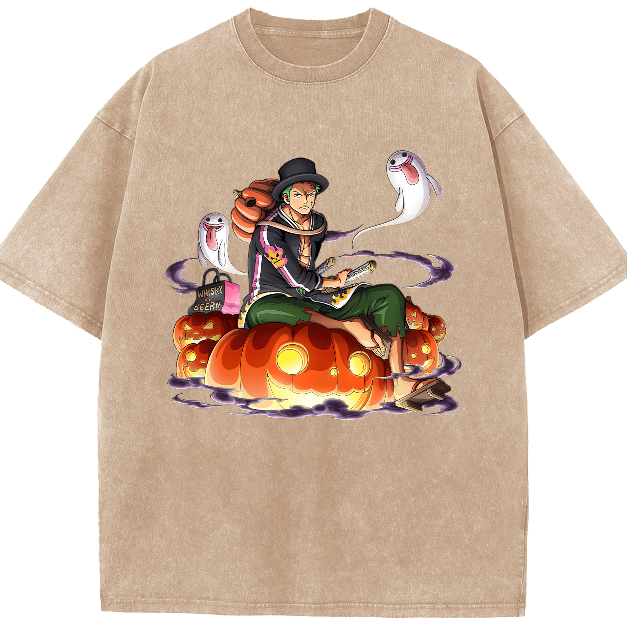 ワンピース ロロノア・ゾロ ONE PIECE Roronoa Zoro 綿100% ヴィンテージ風 半袖Tシャツ（フロントプリント）