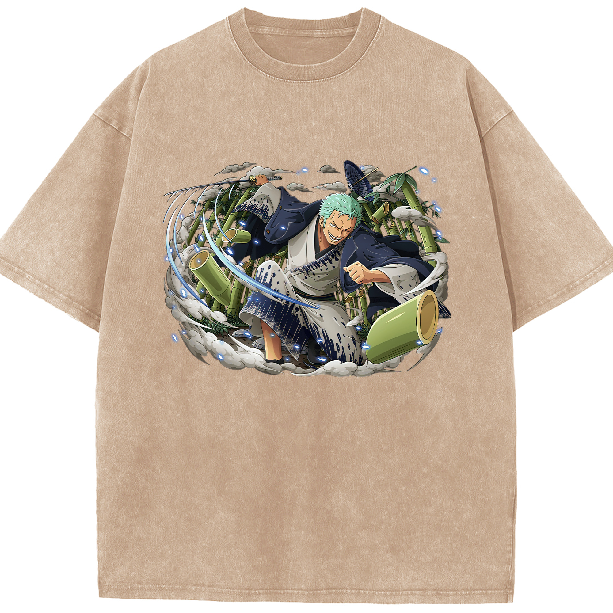 ワンピース ロロノア・ゾロ ONE PIECE Roronoa Zoro 綿100% ヴィンテージ風 半袖Tシャツ（フロントプリント）