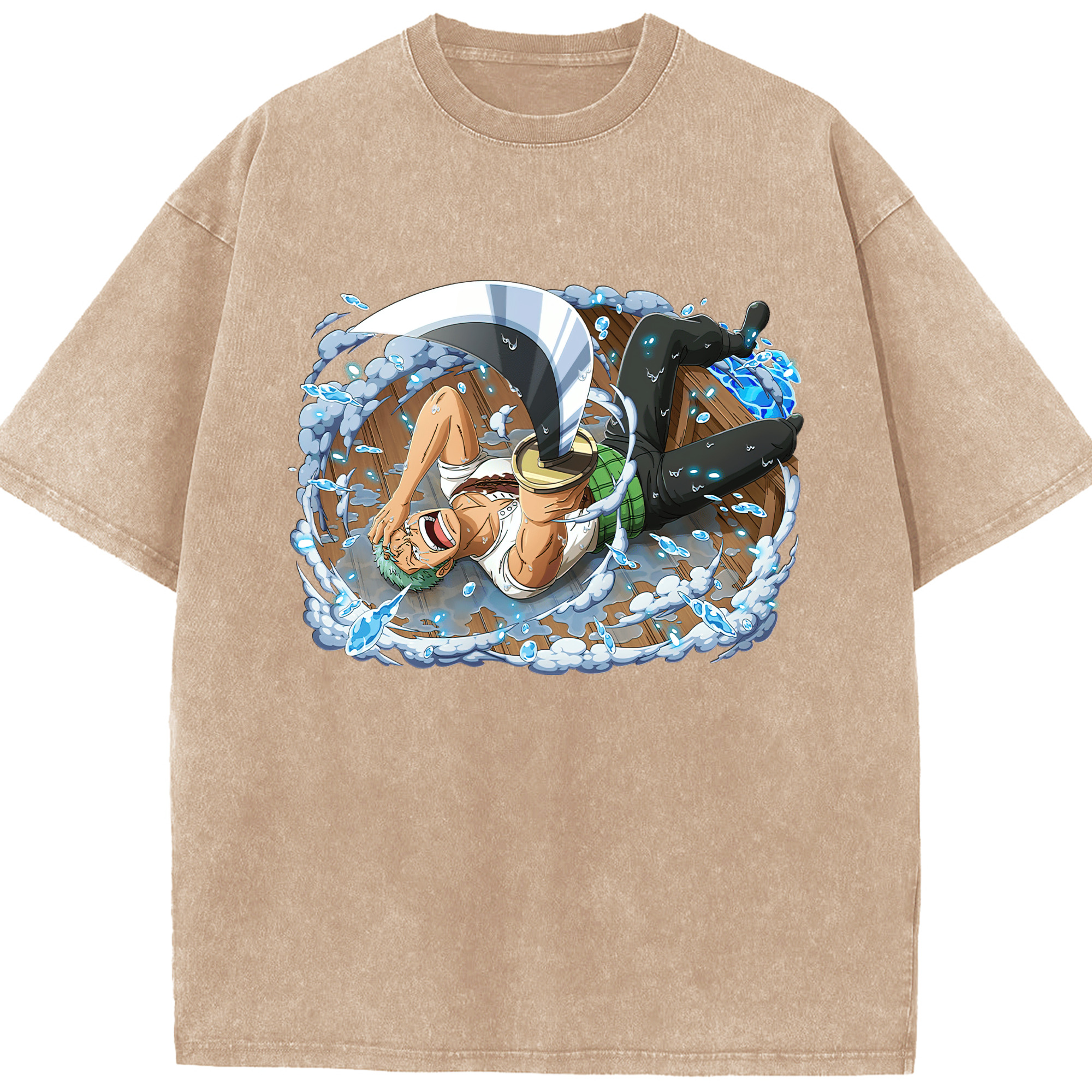 ワンピース ロロノア・ゾロ ONE PIECE Roronoa Zoro 綿100% ヴィンテージ風 半袖Tシャツ（フロントプリント）
