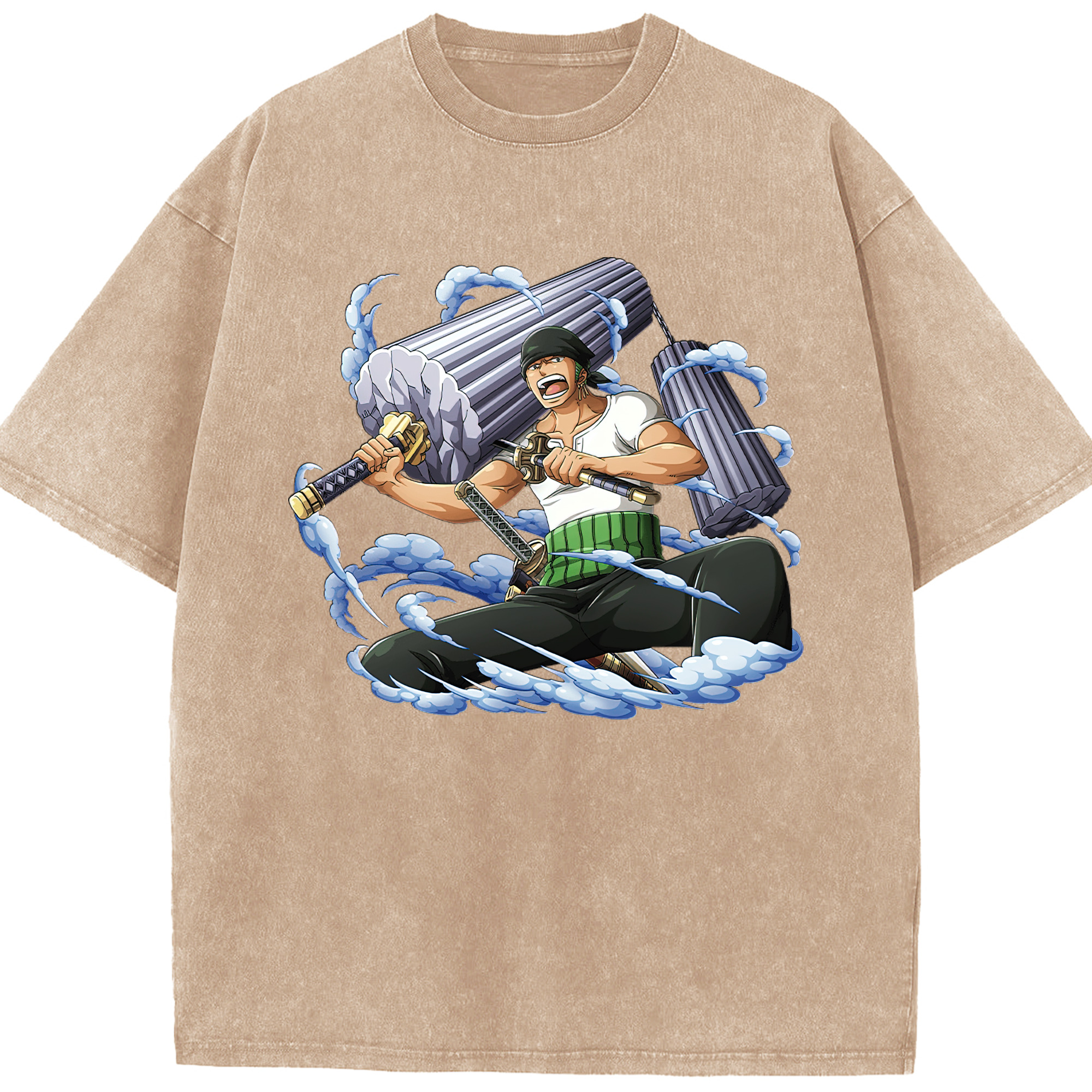 ワンピース ロロノア・ゾロ ONE PIECE Roronoa Zoro 綿100% ヴィンテージ風 半袖Tシャツ（フロントプリント）