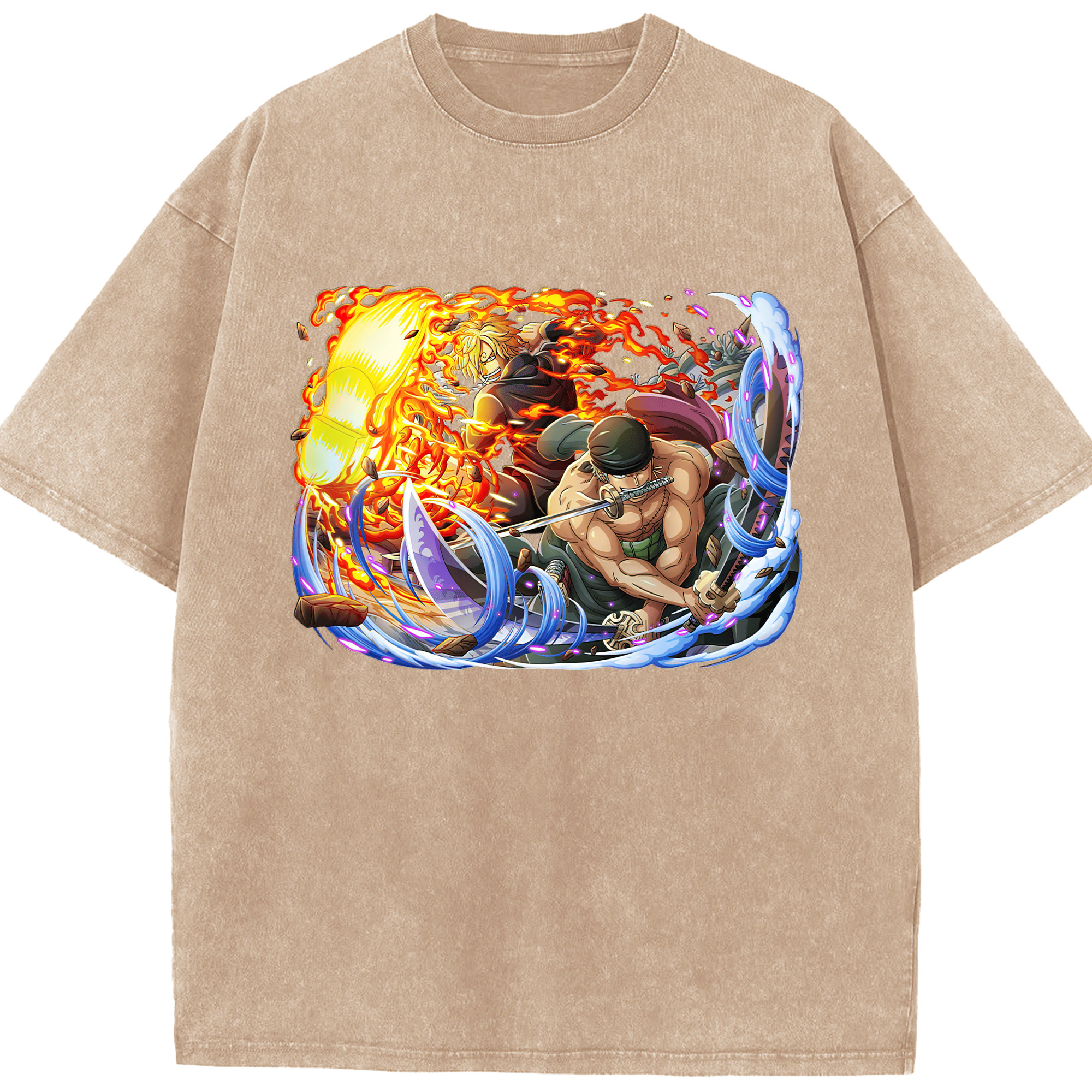 ワンピース ロロノア・ゾロ ONE PIECE Roronoa Zoro 綿100% ヴィンテージ風 半袖Tシャツ（フロントプリント）