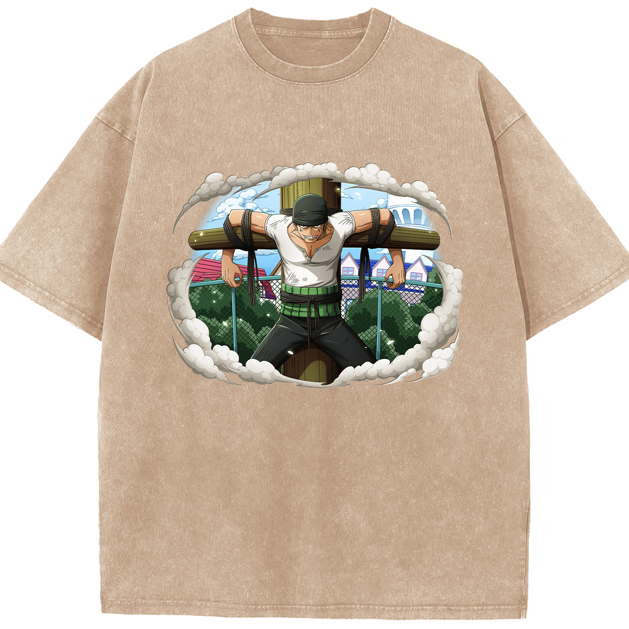 ワンピース ロロノア・ゾロ ONE PIECE Roronoa Zoro 綿100% ヴィンテージ風 半袖Tシャツ（フロントプリント）