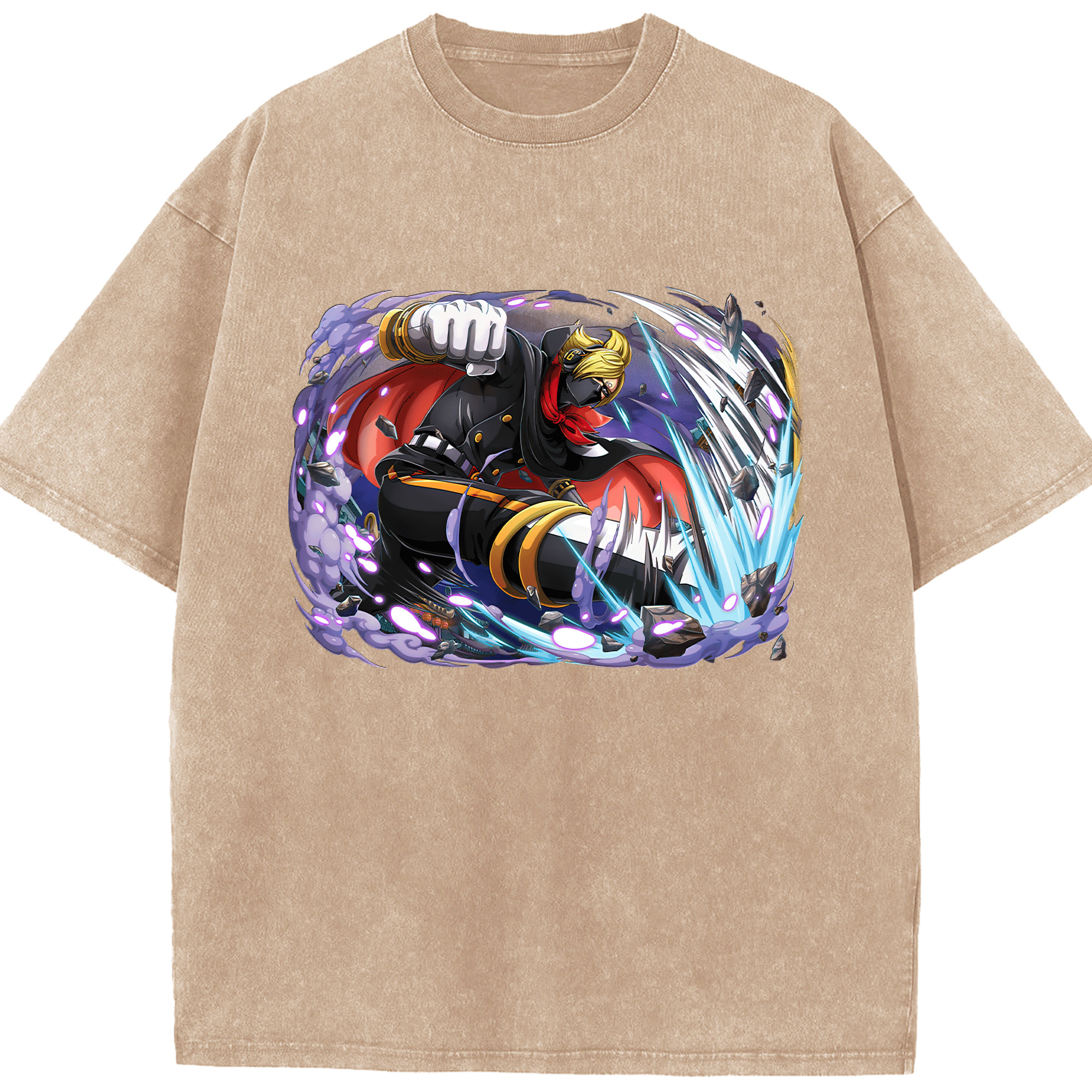 ワンピース ロロノア・ゾロ ONE PIECE Roronoa Zoro 綿100% ヴィンテージ風 半袖Tシャツ（フロントプリント）