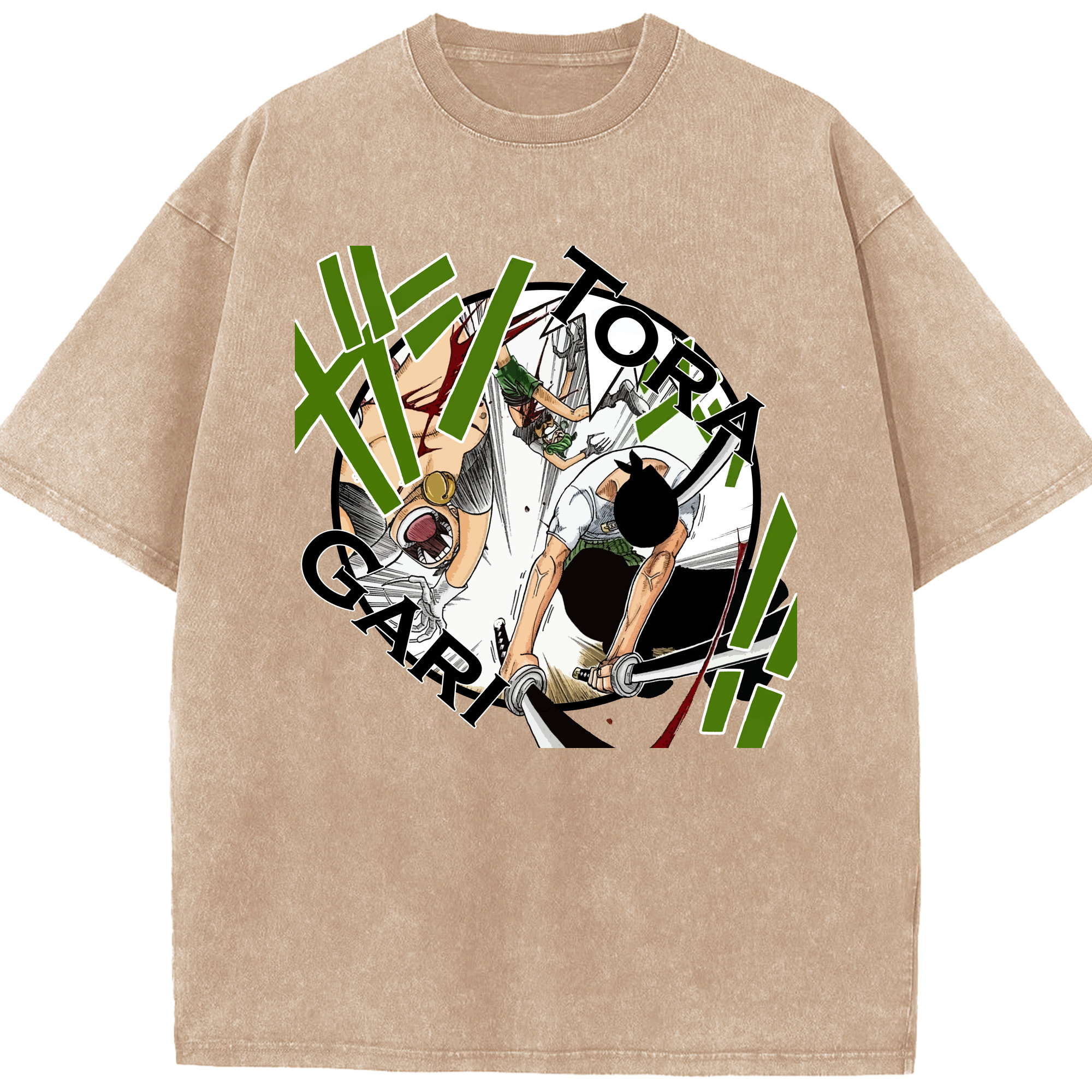ワンピース ロロノア・ゾロ ONE PIECE Roronoa Zoro 綿100% ヴィンテージ風 半袖Tシャツ（フロントプリント）