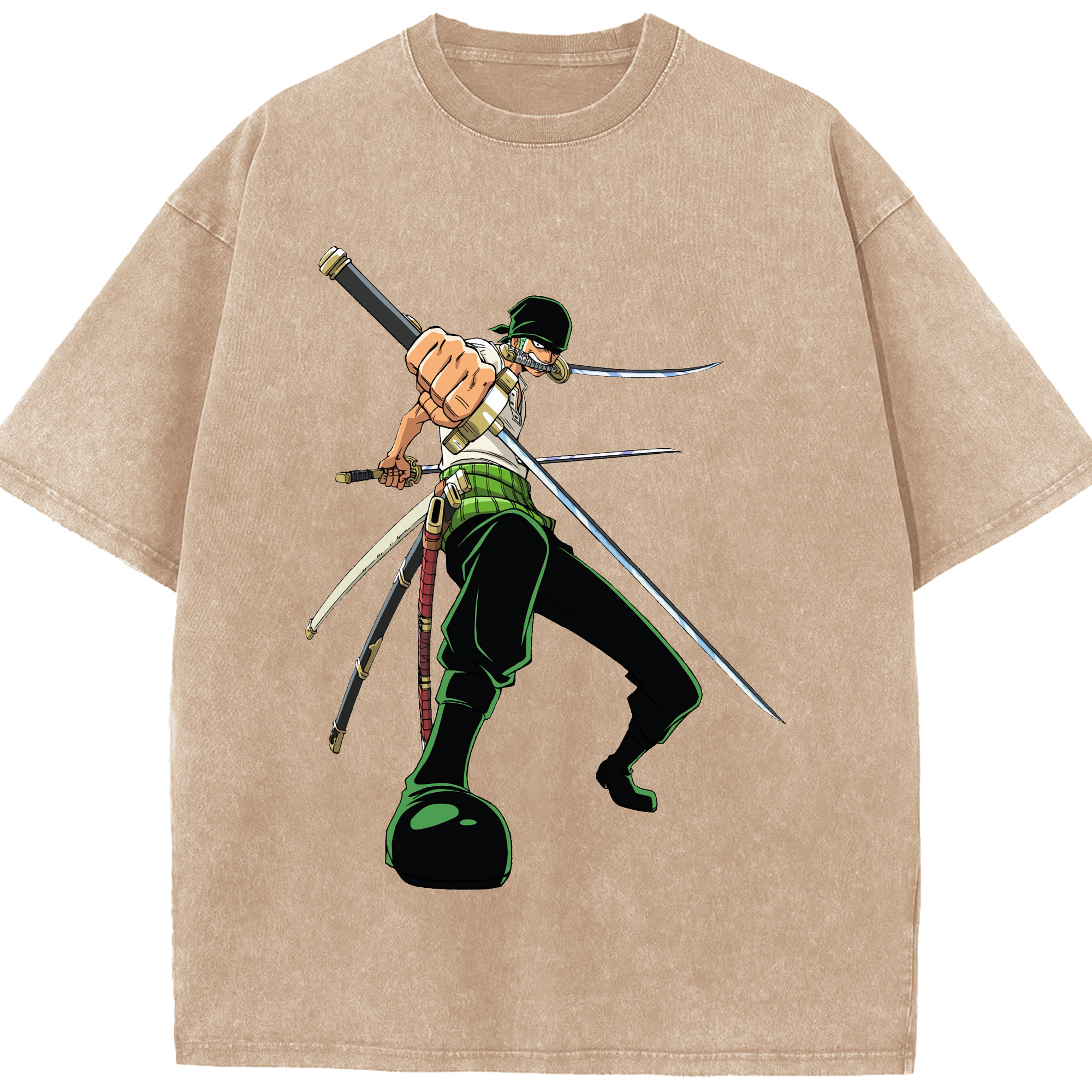 ワンピース ロロノア・ゾロ ONE PIECE Roronoa Zoro 綿100% ヴィンテージ風 半袖Tシャツ（フロントプリント）