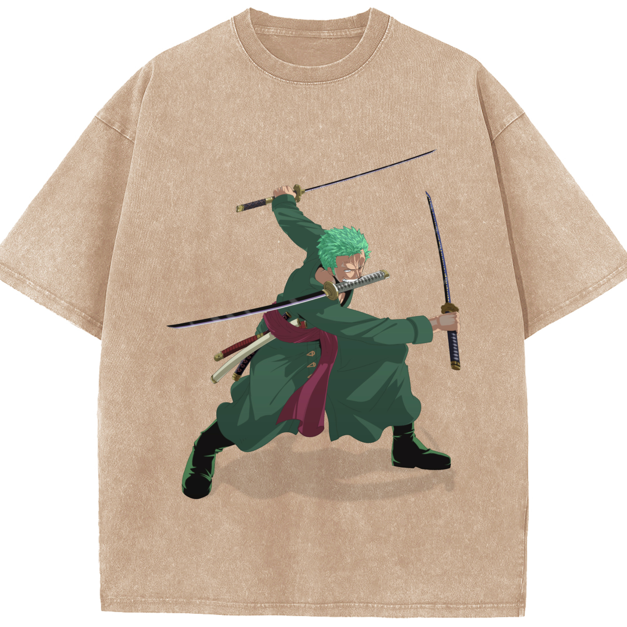 ワンピース ロロノア・ゾロ ONE PIECE Roronoa Zoro 綿100% ヴィンテージ風 半袖Tシャツ（フロントプリント）