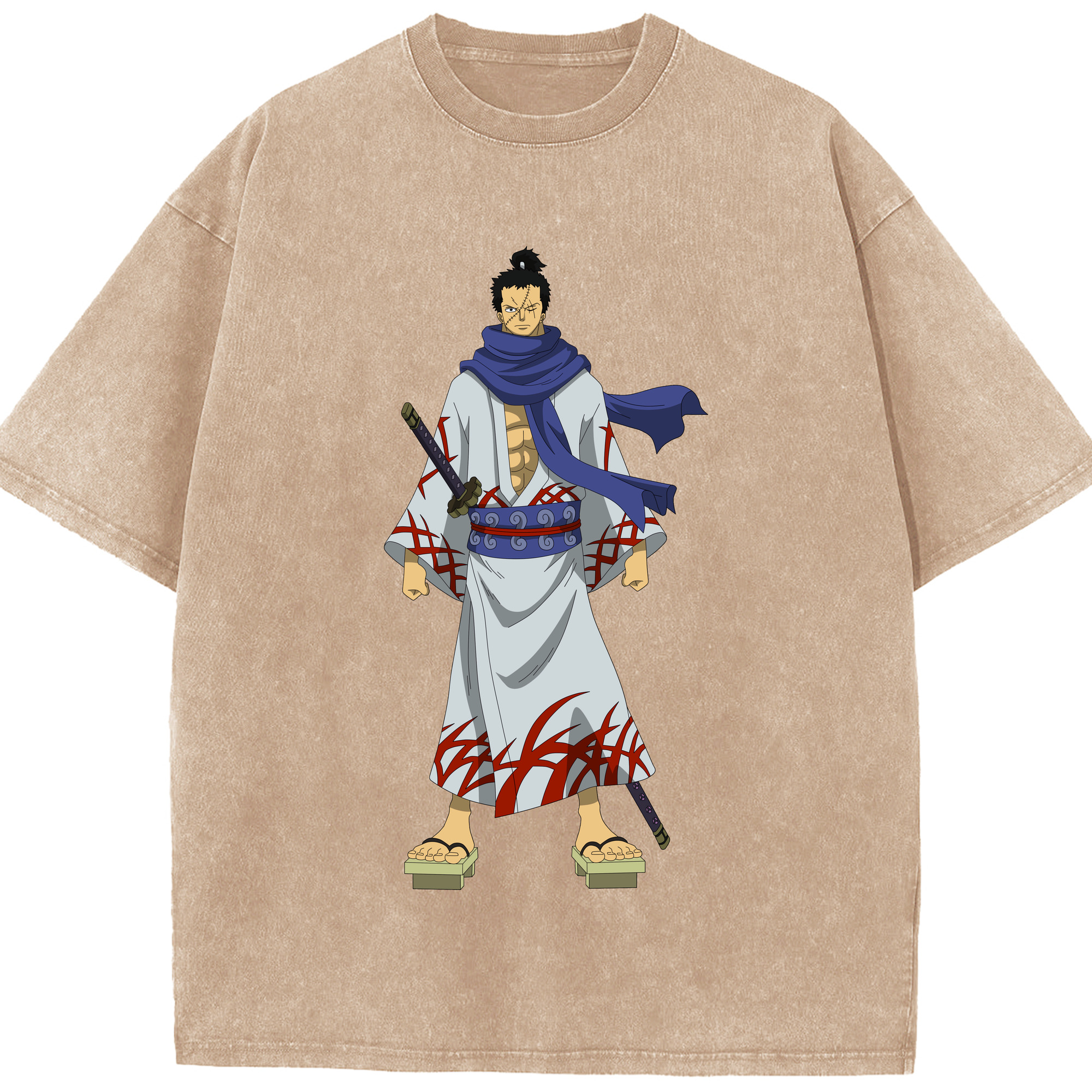 ワンピース ロロノア・ゾロ ONE PIECE Roronoa Zoro 綿100% ヴィンテージ風 半袖Tシャツ（フロントプリント）