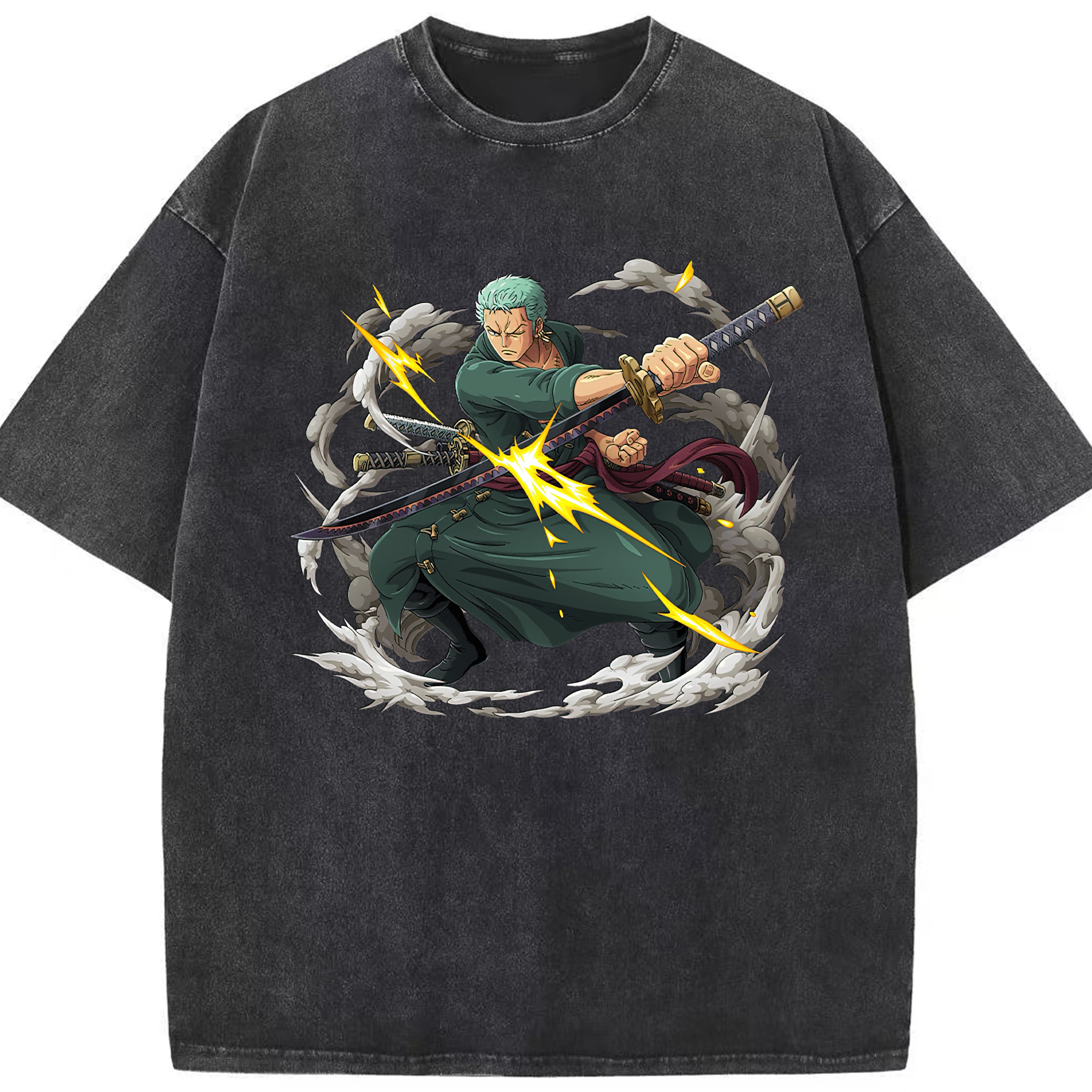 ワンピース ロロノア・ゾロ ONE PIECE Roronoa Zoro 綿100% ヴィンテージ風 半袖Tシャツ（フロントプリント）