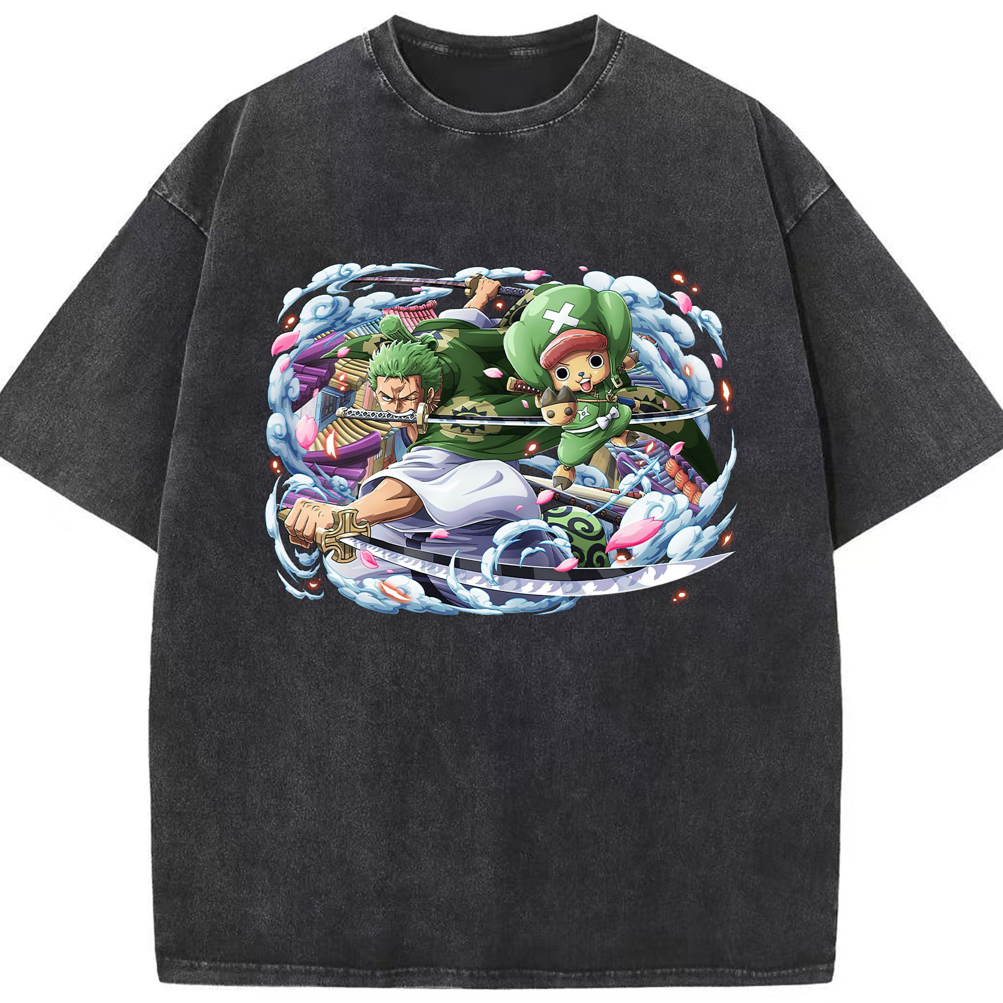 ワンピース ロロノア・ゾロ ONE PIECE Roronoa Zoro 綿100% ヴィンテージ風 半袖Tシャツ（フロントプリント）