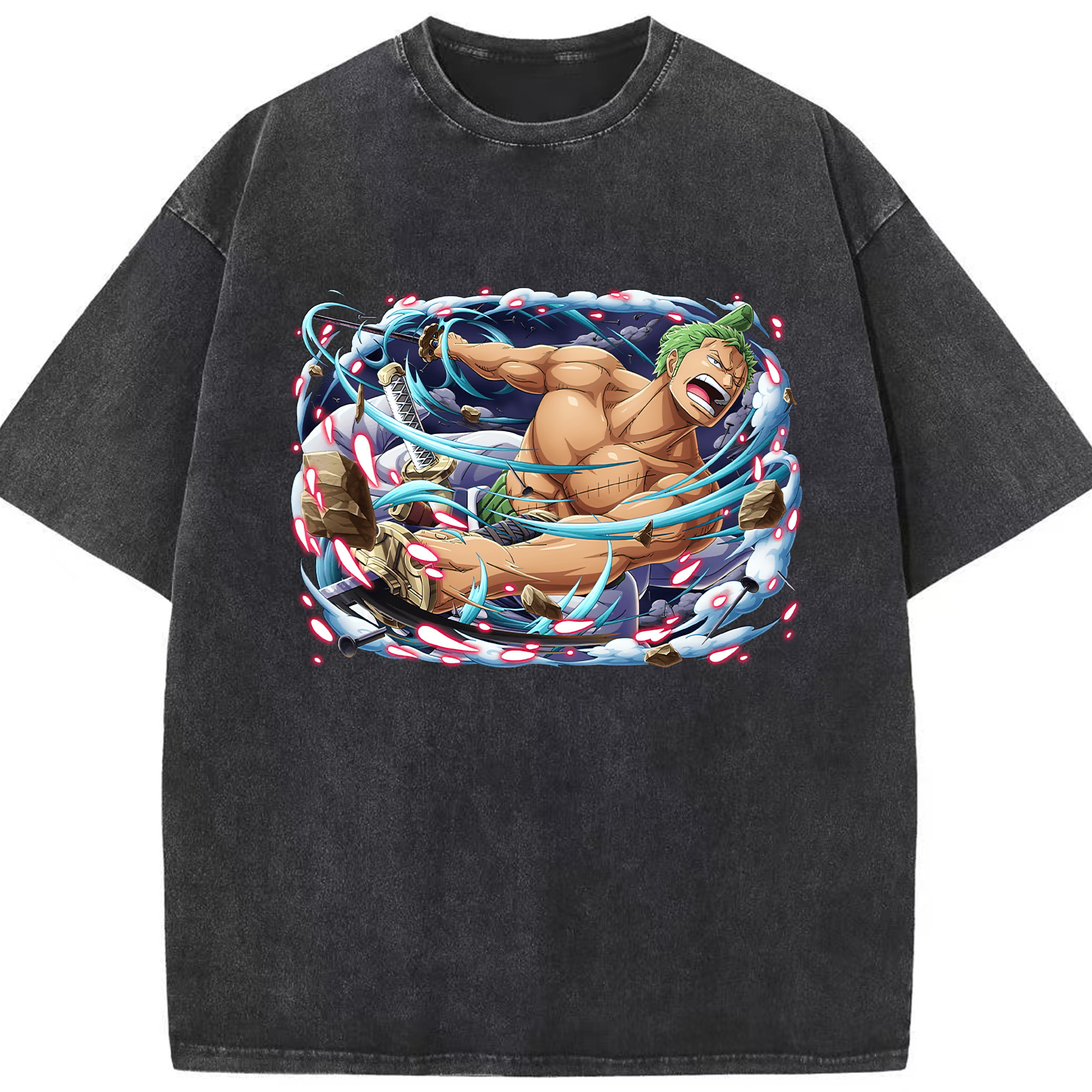 ワンピース ロロノア・ゾロ ONE PIECE Roronoa Zoro 綿100% ヴィンテージ風 半袖Tシャツ（フロントプリント）