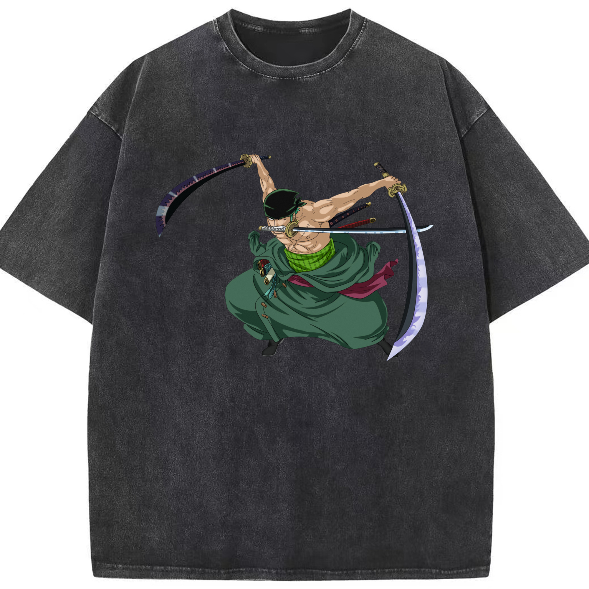 ワンピース ロロノア・ゾロ ONE PIECE Roronoa Zoro 綿100% ヴィンテージ風 半袖Tシャツ（フロントプリント）