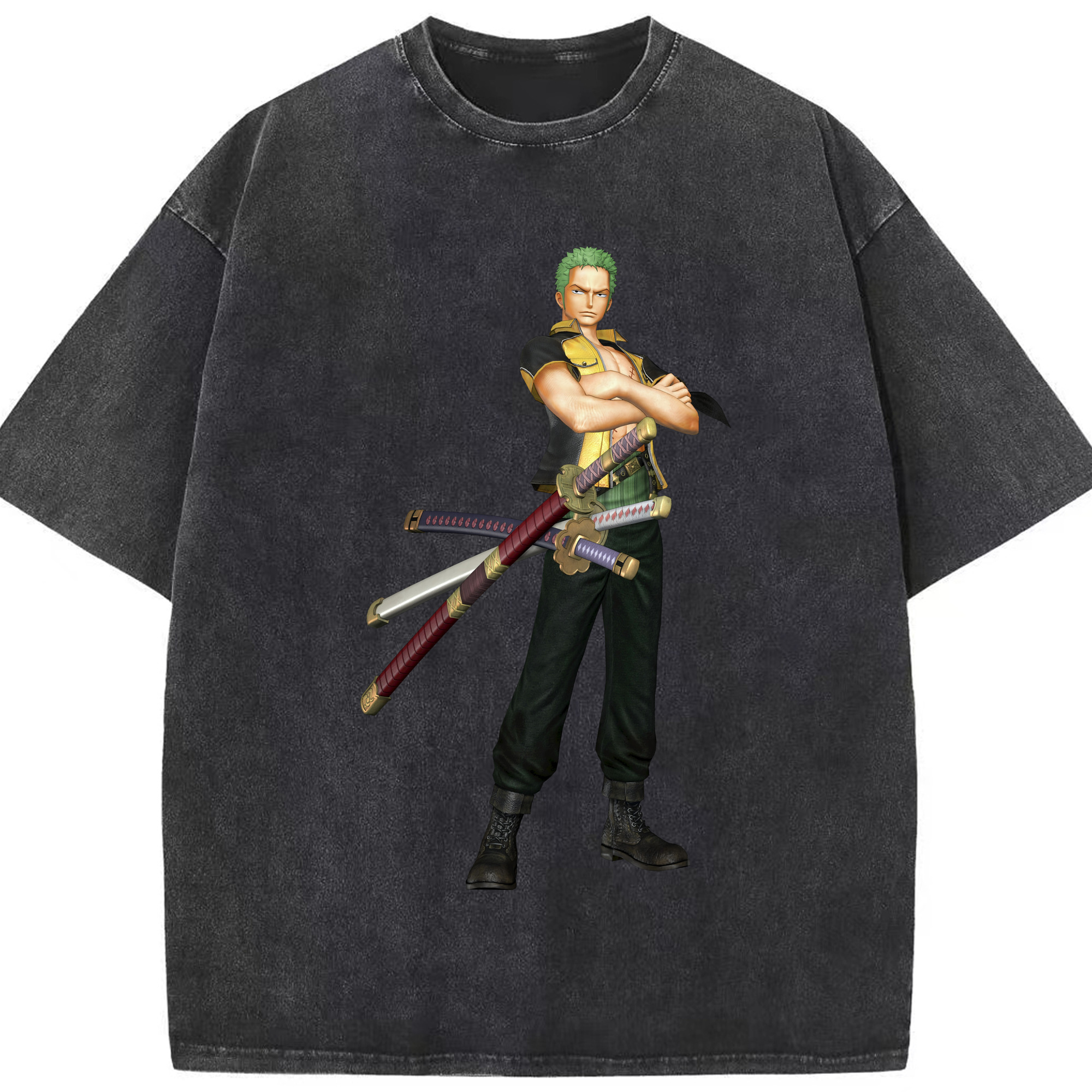 ワンピース ロロノア・ゾロ ONE PIECE Roronoa Zoro 綿100% ヴィンテージ風 半袖Tシャツ（フロントプリント）