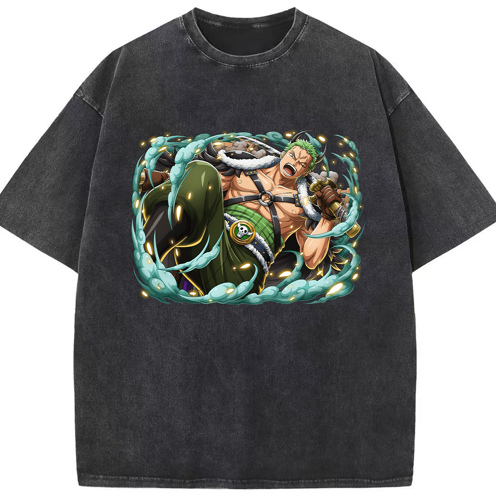 ワンピース ロロノア・ゾロ ONE PIECE Roronoa Zoro 綿100% ヴィンテージ風 半袖Tシャツ（フロントプリント）