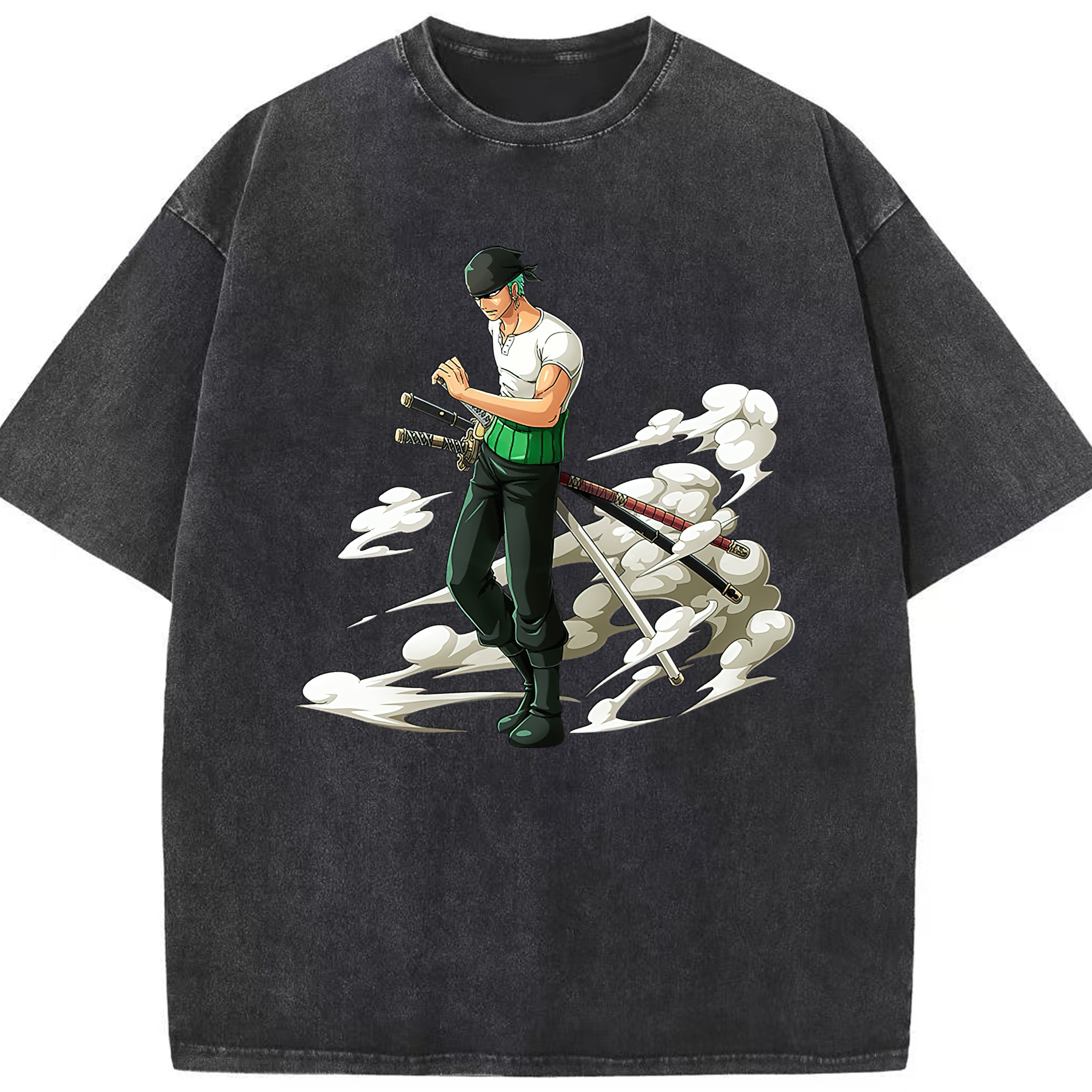 ワンピース ロロノア・ゾロ ONE PIECE Roronoa Zoro 綿100% ヴィンテージ風 半袖Tシャツ（フロントプリント）