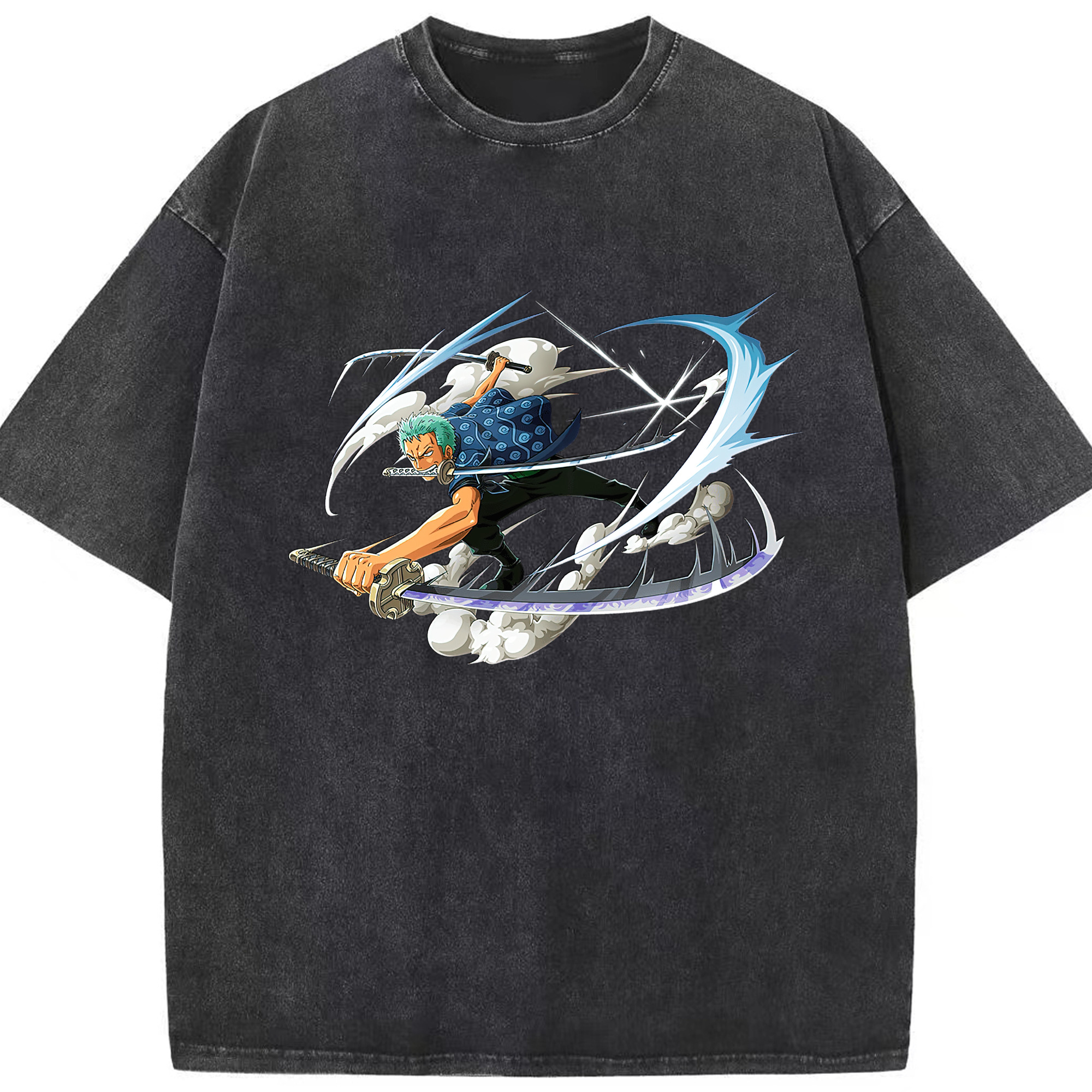 ワンピース ロロノア・ゾロ ONE PIECE Roronoa Zoro 綿100% ヴィンテージ風 半袖Tシャツ（フロントプリント）