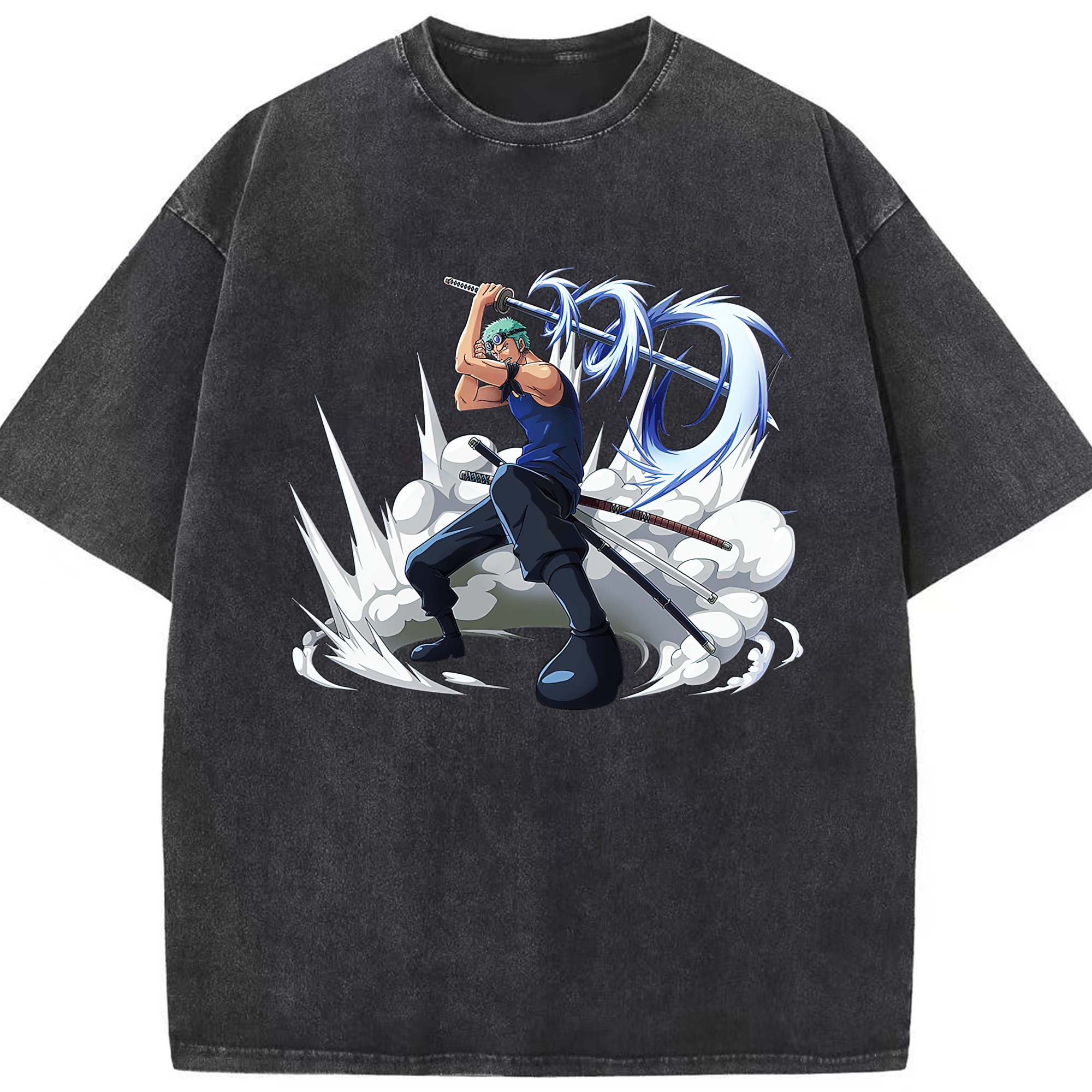 ワンピース ロロノア・ゾロ ONE PIECE Roronoa Zoro 綿100% ヴィンテージ風 半袖Tシャツ（フロントプリント）