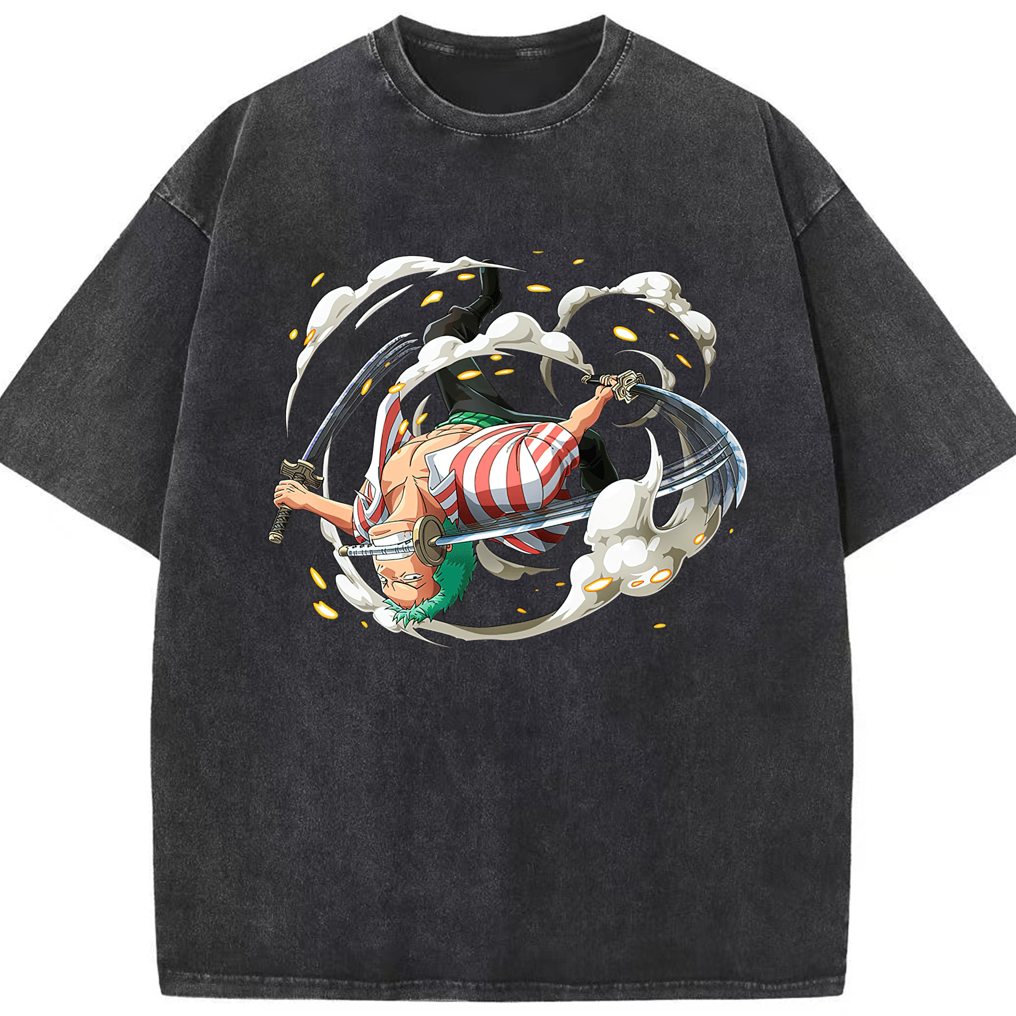 ワンピース ロロノア・ゾロ ONE PIECE Roronoa Zoro 綿100% ヴィンテージ風 半袖Tシャツ（フロントプリント）