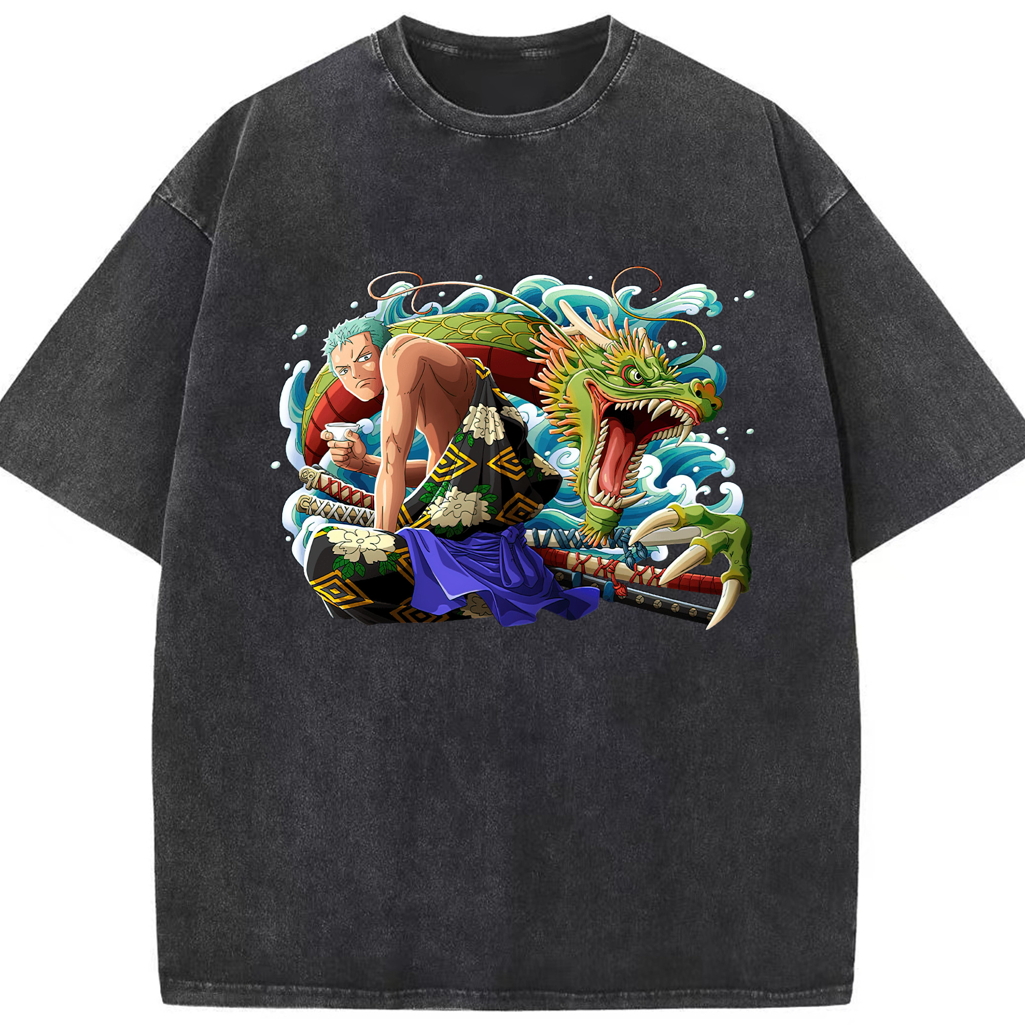 ワンピース ロロノア・ゾロ ONE PIECE Roronoa Zoro 綿100% ヴィンテージ風 半袖Tシャツ（フロントプリント）