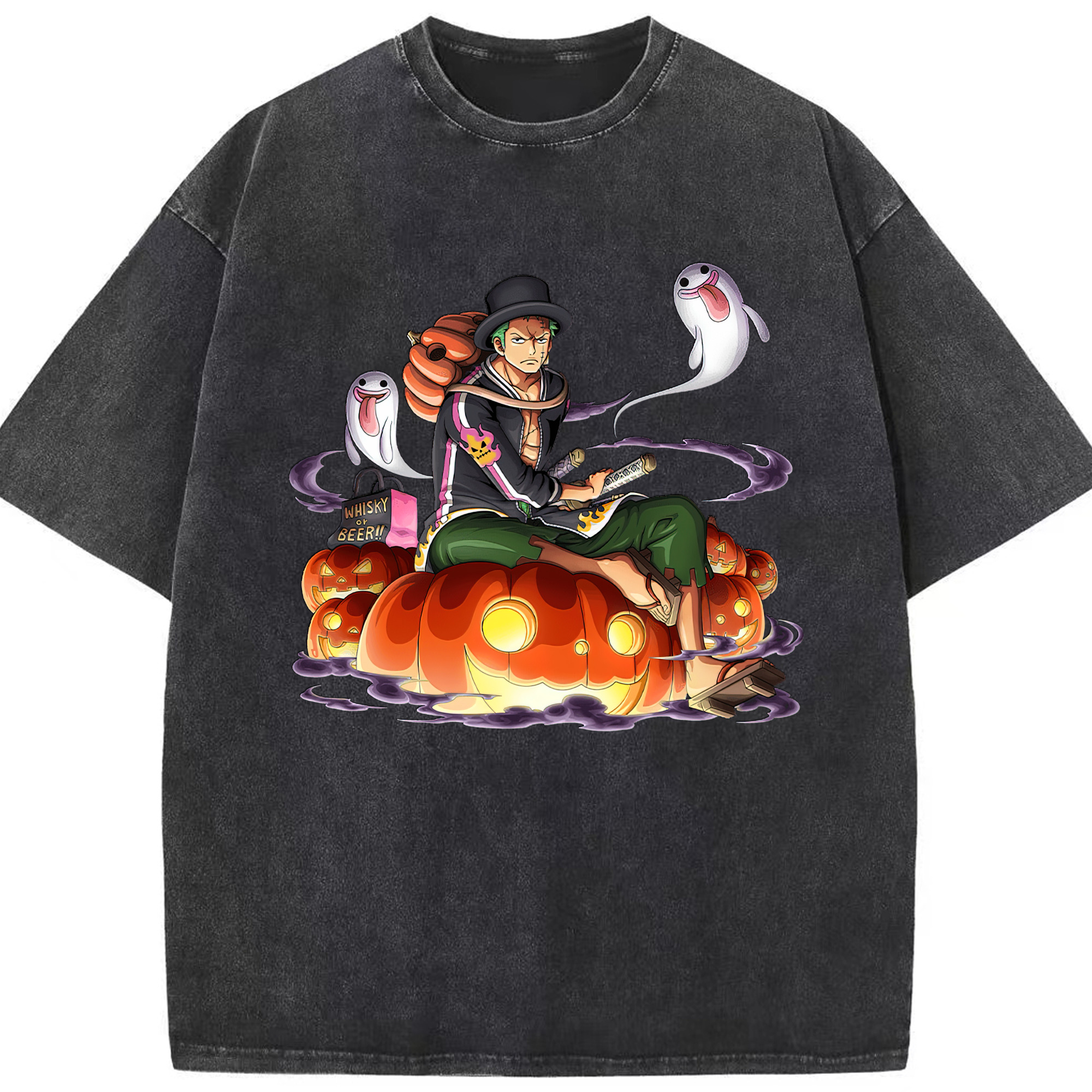 ワンピース ロロノア・ゾロ ONE PIECE Roronoa Zoro 綿100% ヴィンテージ風 半袖Tシャツ（フロントプリント）