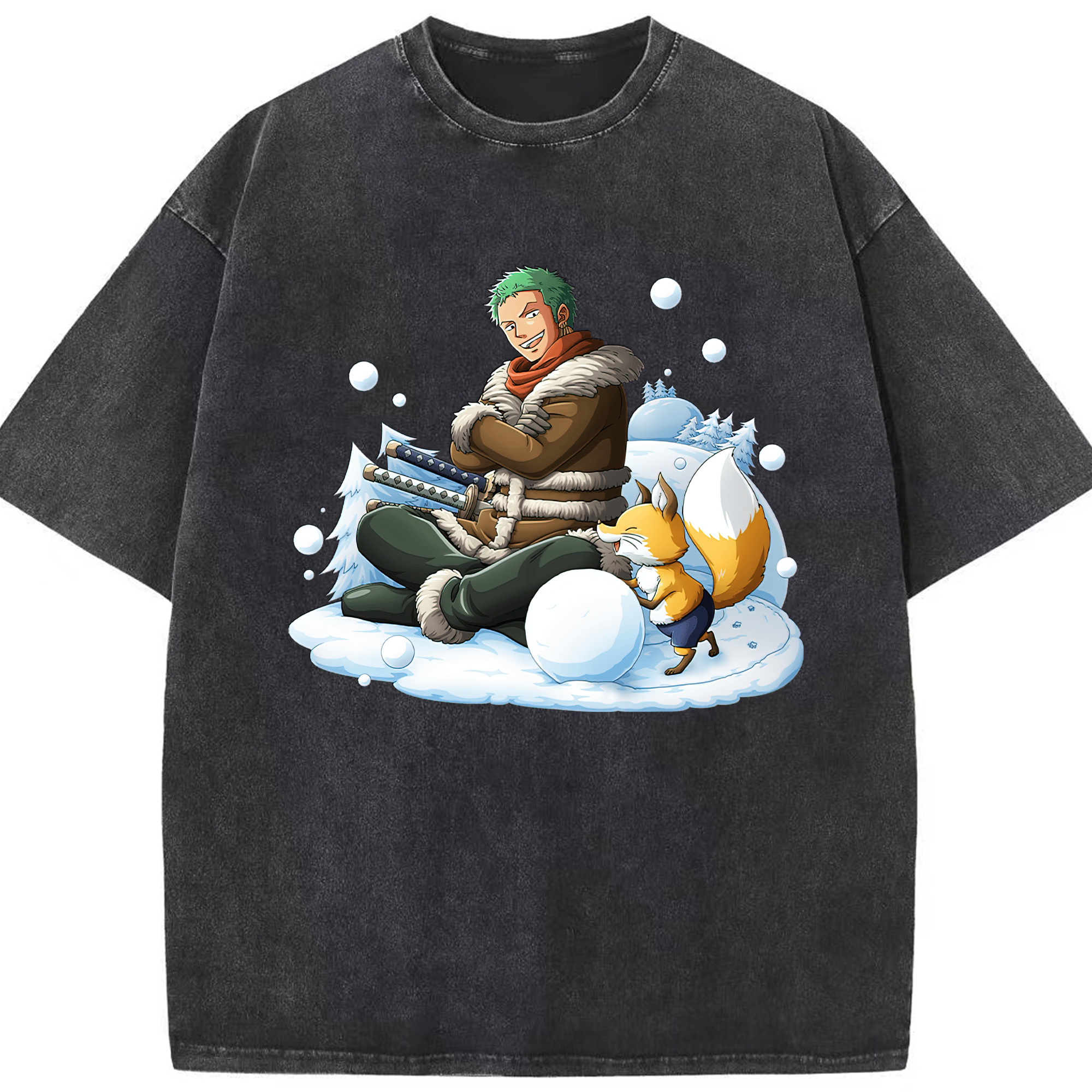 ワンピース ロロノア・ゾロ ONE PIECE Roronoa Zoro 綿100% ヴィンテージ風 半袖Tシャツ（フロントプリント）