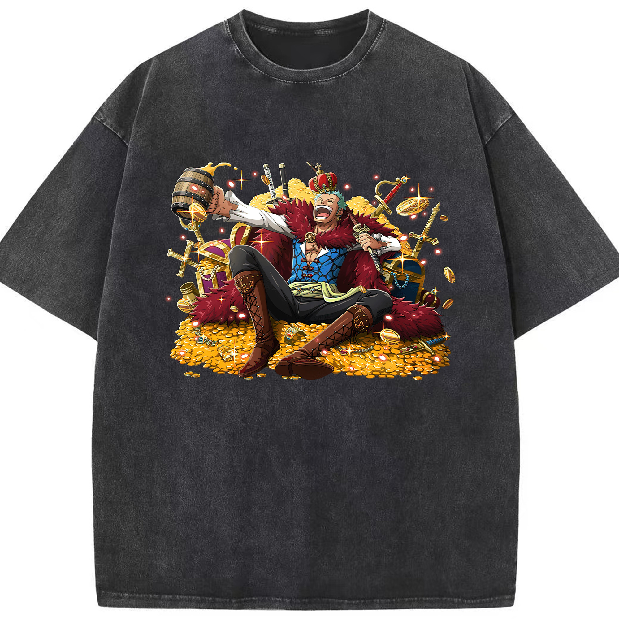 ワンピース ロロノア・ゾロ ONE PIECE Roronoa Zoro 綿100% ヴィンテージ風 半袖Tシャツ（フロントプリント）