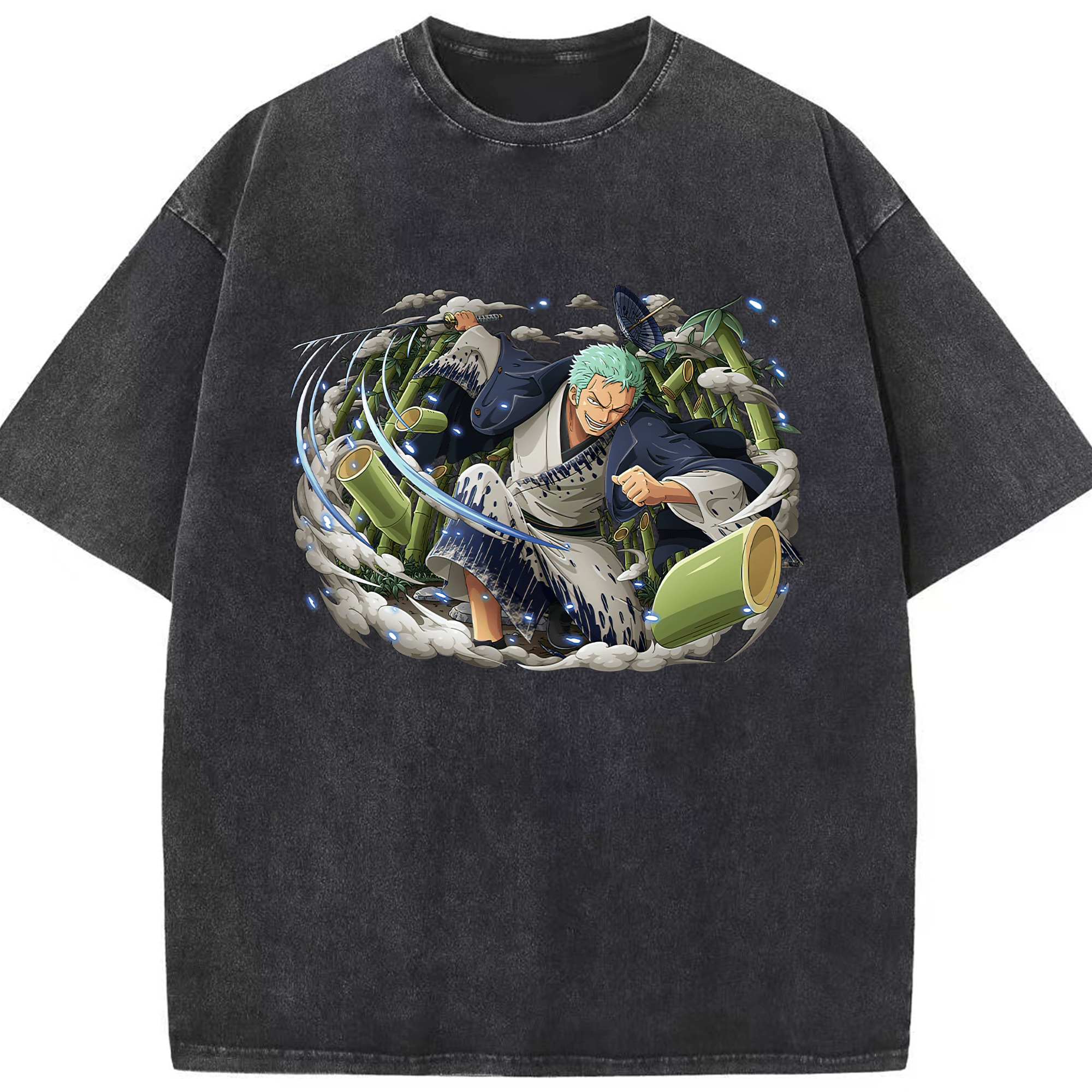 ワンピース ロロノア・ゾロ ONE PIECE Roronoa Zoro 綿100% ヴィンテージ風 半袖Tシャツ（フロントプリント）
