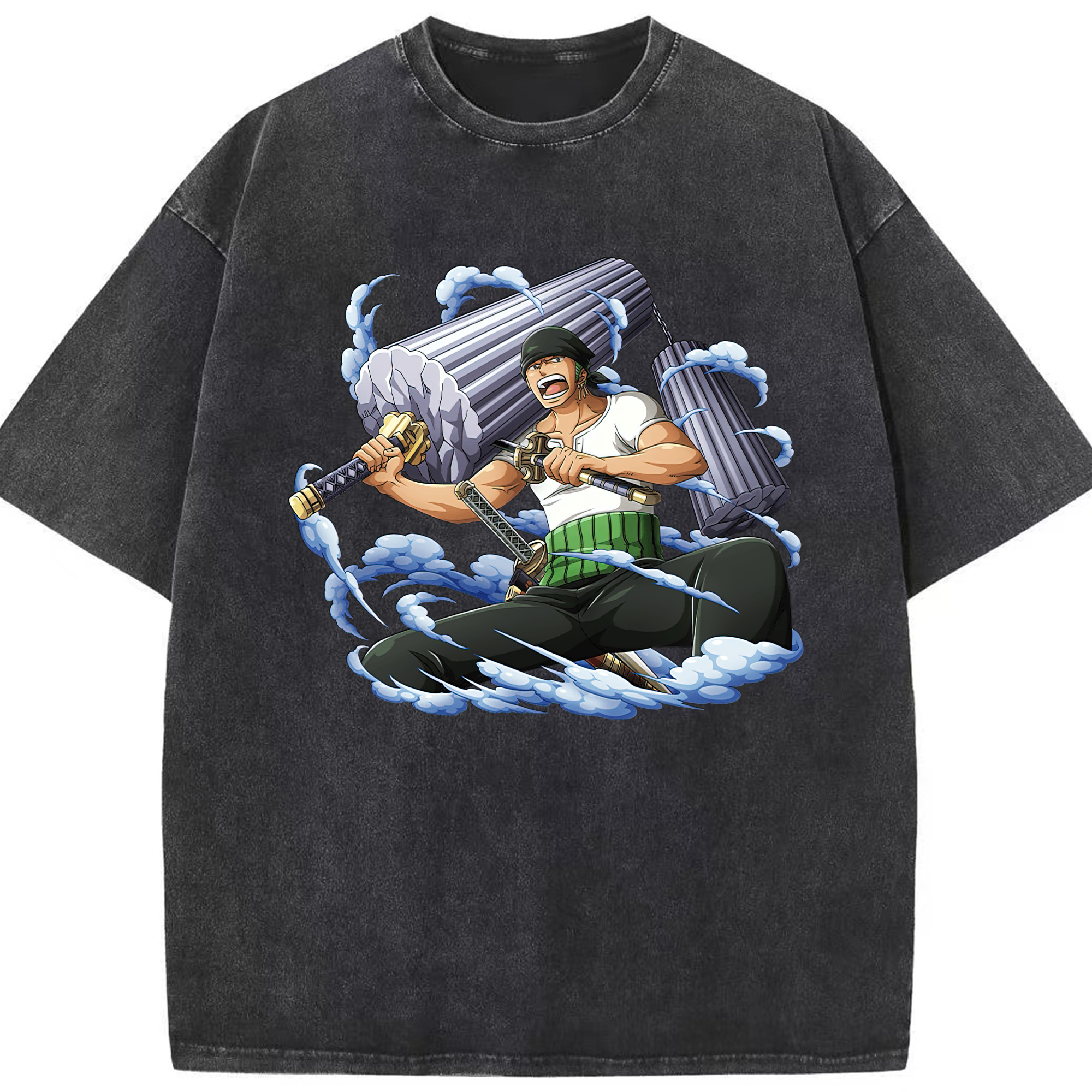 ワンピース ロロノア・ゾロ ONE PIECE Roronoa Zoro 綿100% ヴィンテージ風 半袖Tシャツ（フロントプリント）