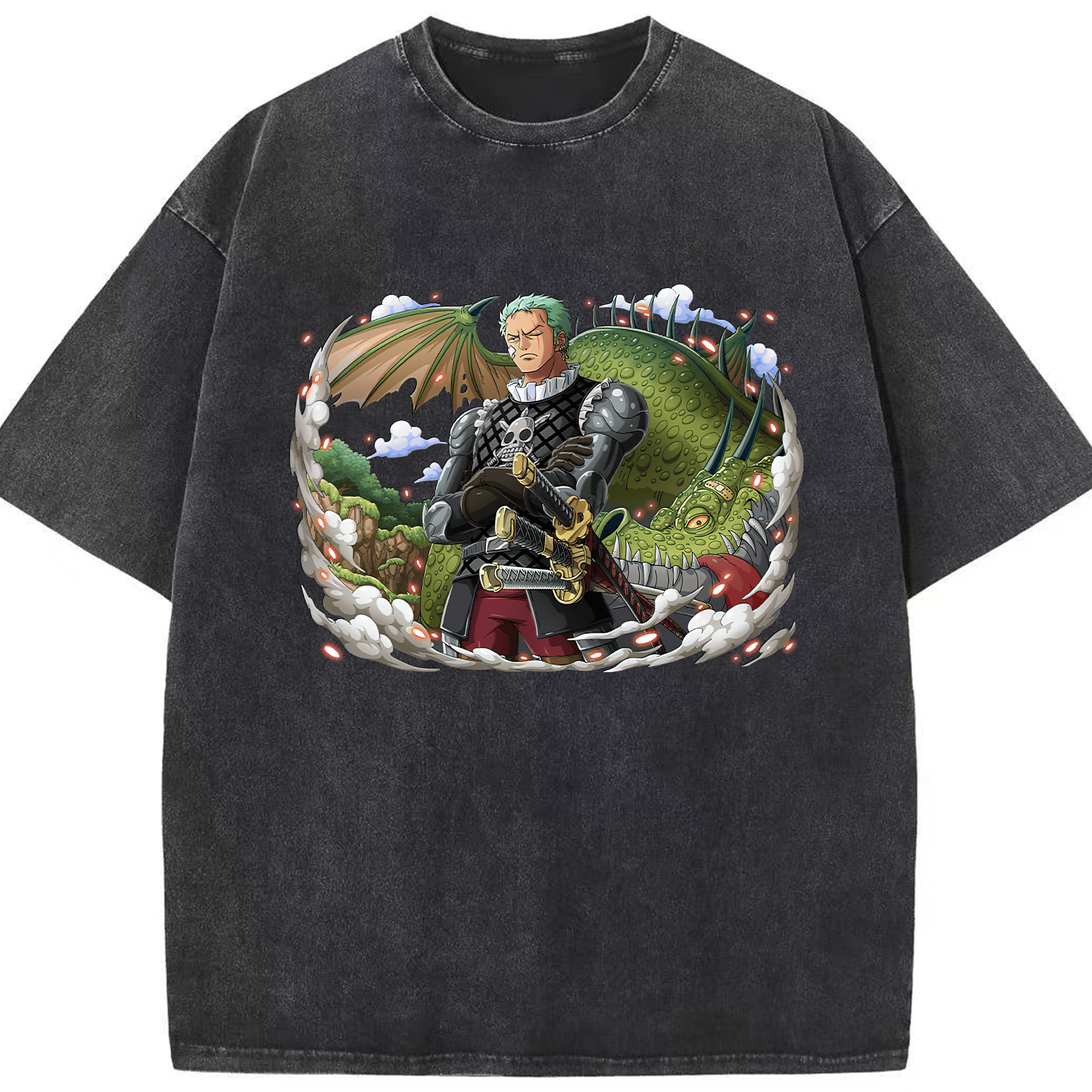 ワンピース ロロノア・ゾロ ONE PIECE Roronoa Zoro 綿100% ヴィンテージ風 半袖Tシャツ（フロントプリント）