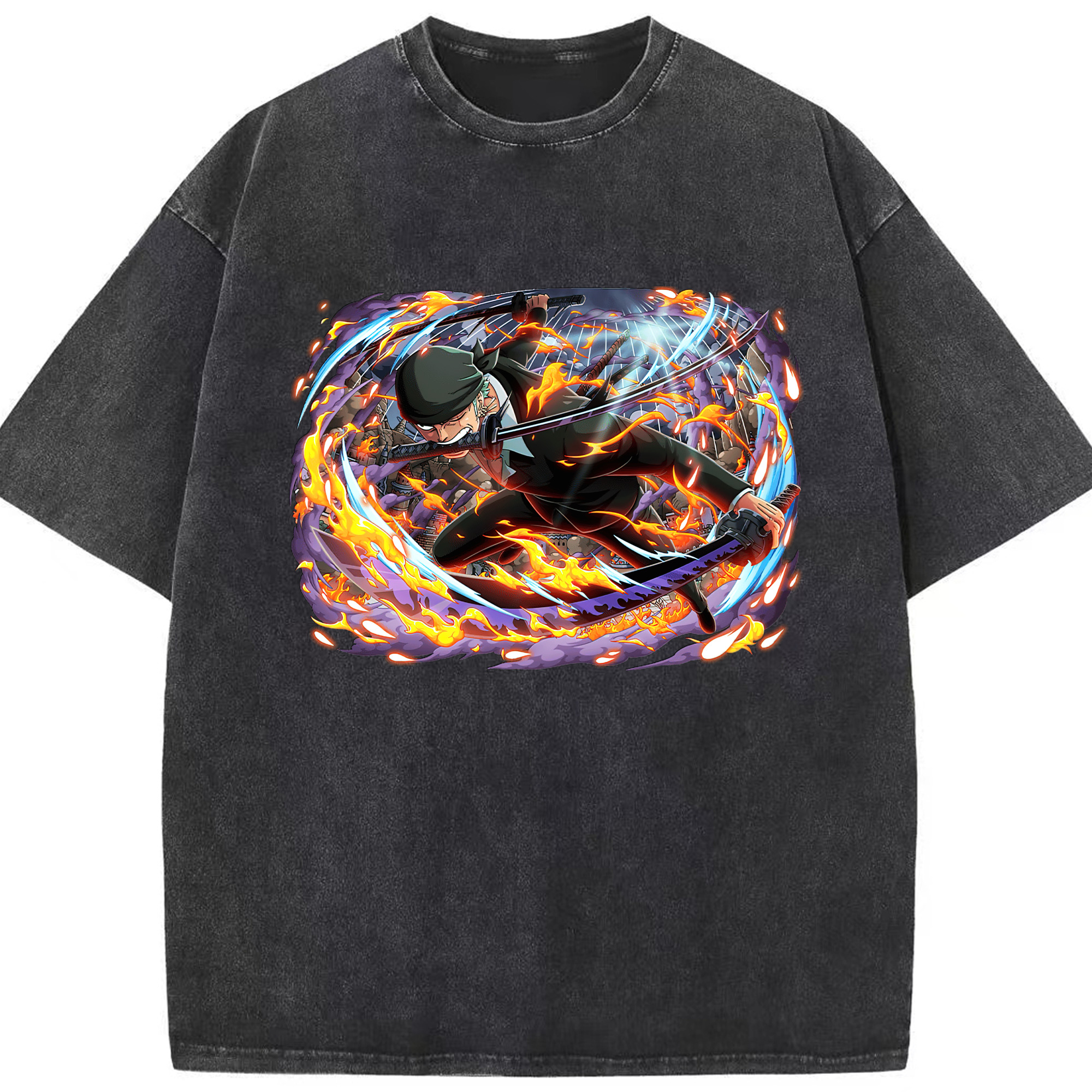 ワンピース ロロノア・ゾロ ONE PIECE Roronoa Zoro 綿100% ヴィンテージ風 半袖Tシャツ（フロントプリント）