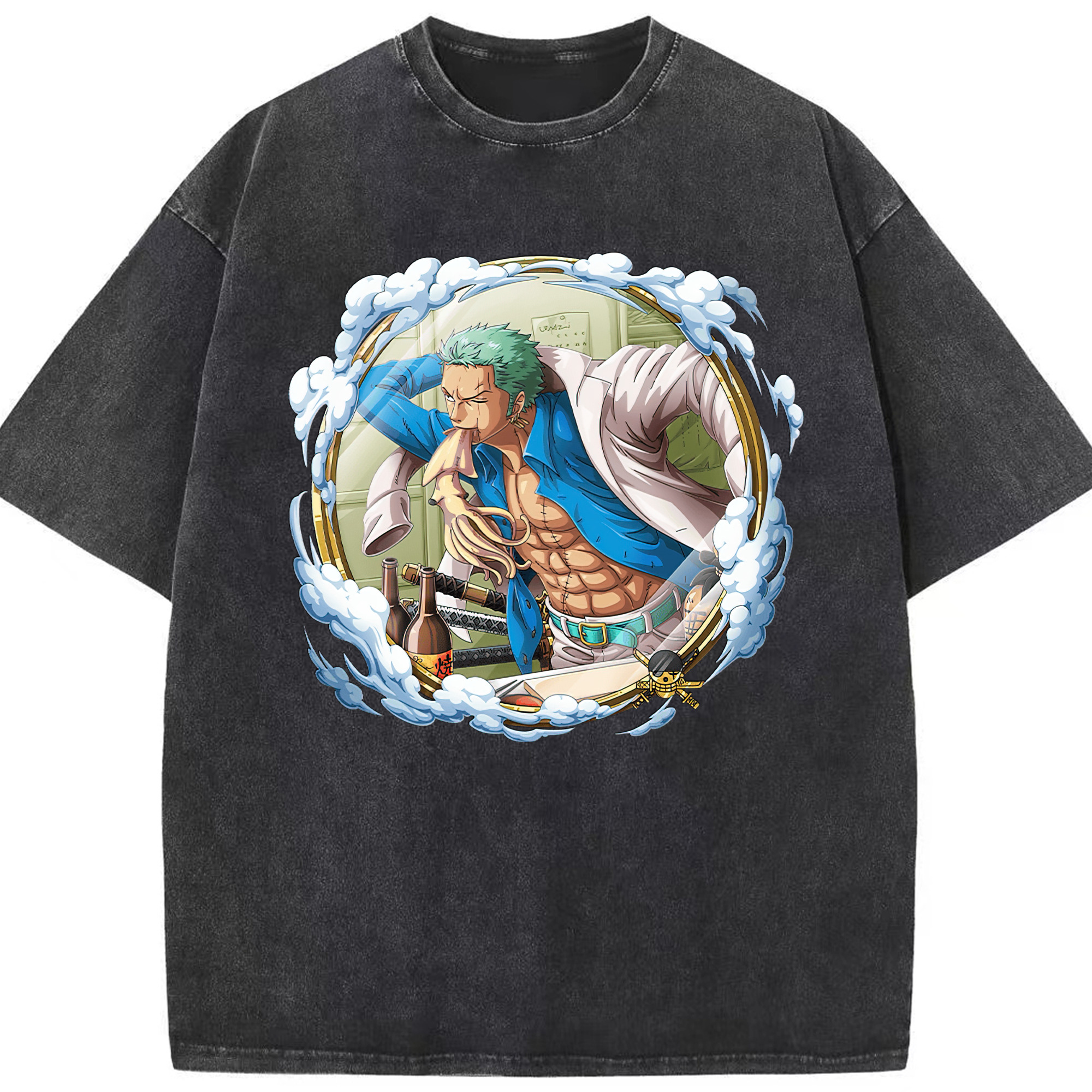 ワンピース ロロノア・ゾロ ONE PIECE Roronoa Zoro 綿100% ヴィンテージ風 半袖Tシャツ（フロントプリント）