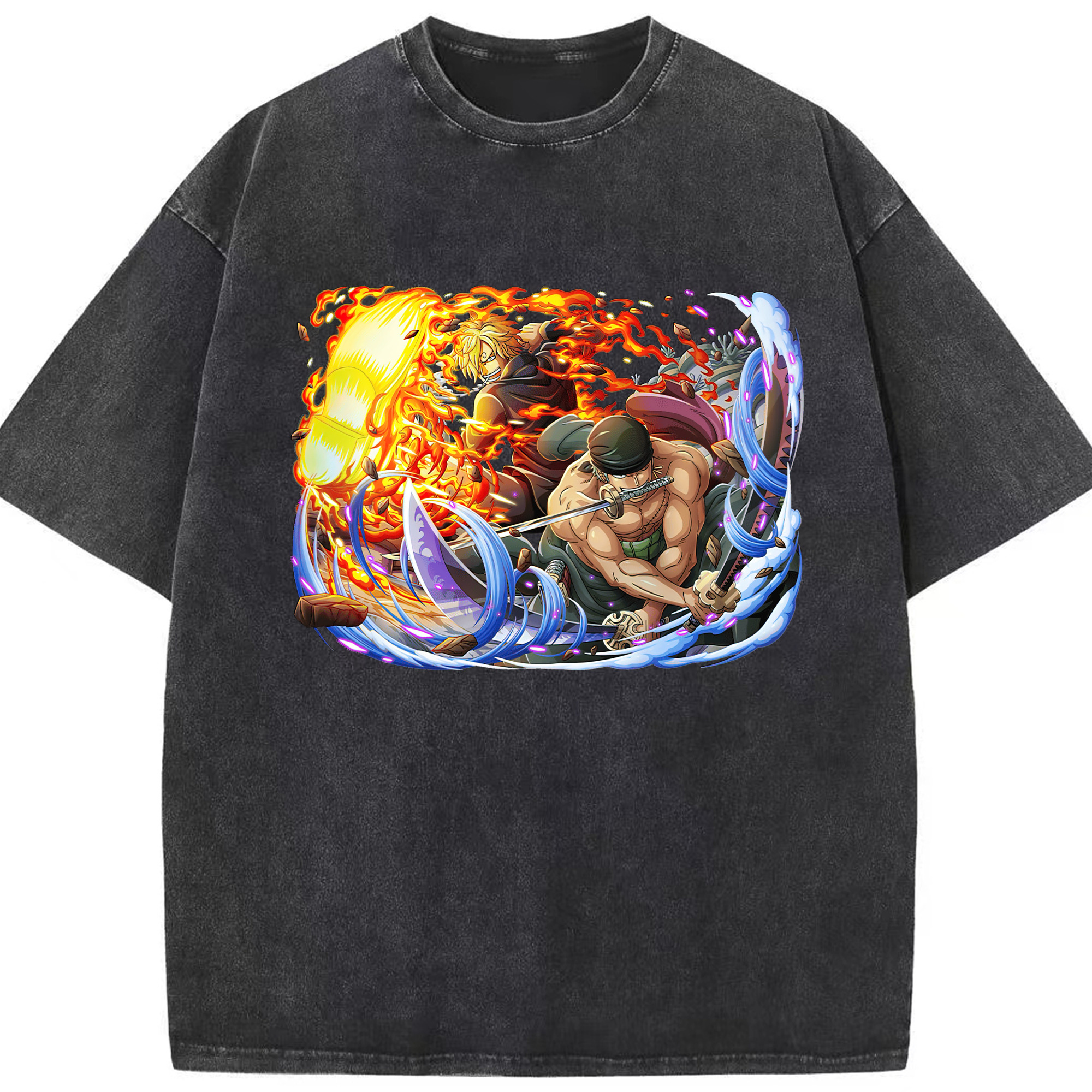 ワンピース ロロノア・ゾロ ONE PIECE Roronoa Zoro 綿100% ヴィンテージ風 半袖Tシャツ（フロントプリント）