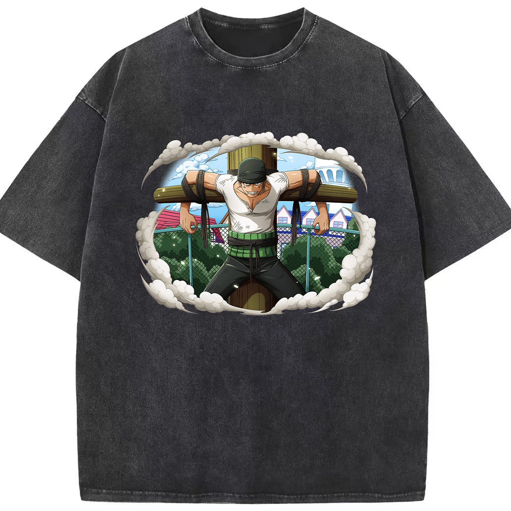 ワンピース ロロノア・ゾロ ONE PIECE Roronoa Zoro 綿100% ヴィンテージ風 半袖Tシャツ（フロントプリント）