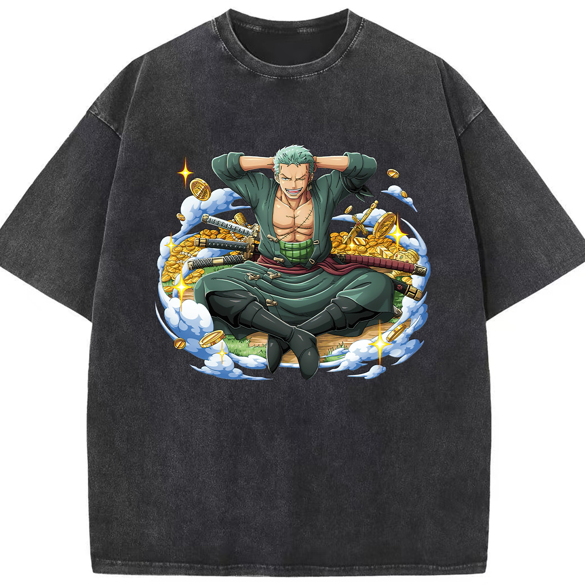 ワンピース ロロノア・ゾロ ONE PIECE Roronoa Zoro 綿100% ヴィンテージ風 半袖Tシャツ（フロントプリント）