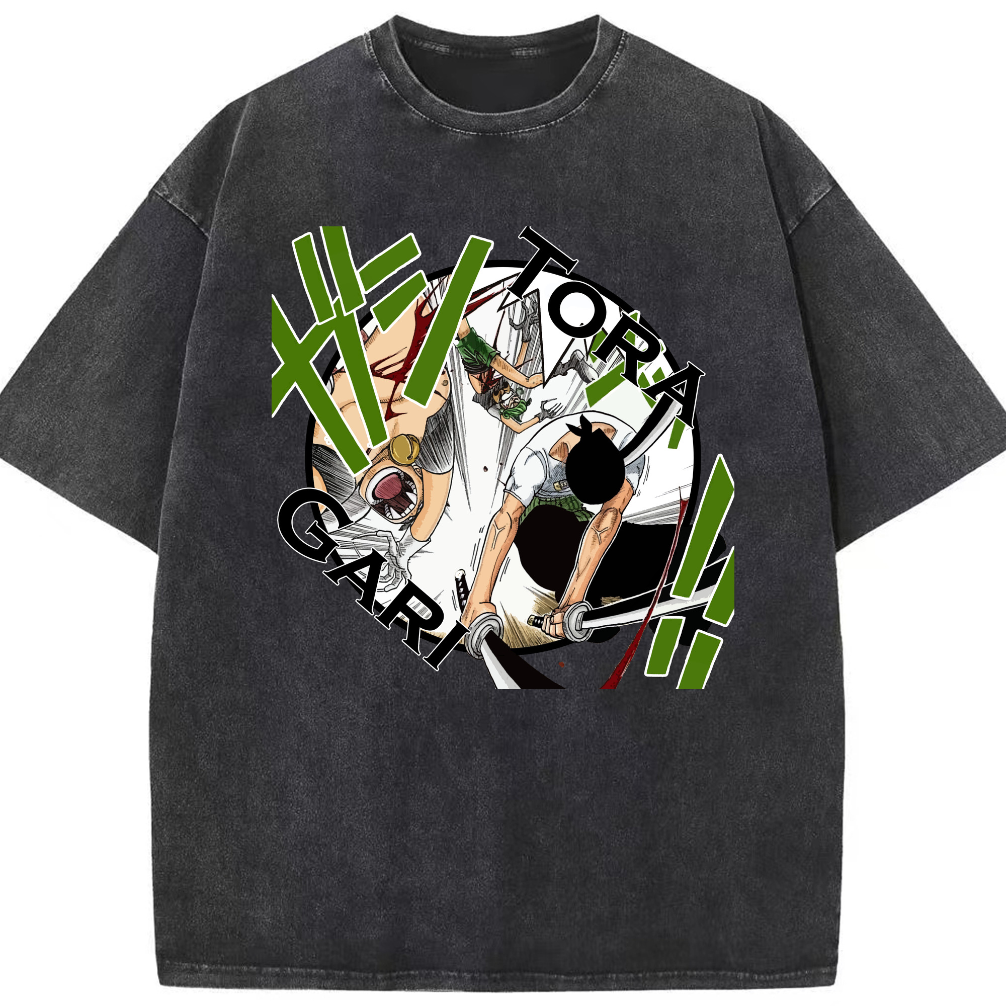 ワンピース ロロノア・ゾロ ONE PIECE Roronoa Zoro 綿100% ヴィンテージ風 半袖Tシャツ（フロントプリント）