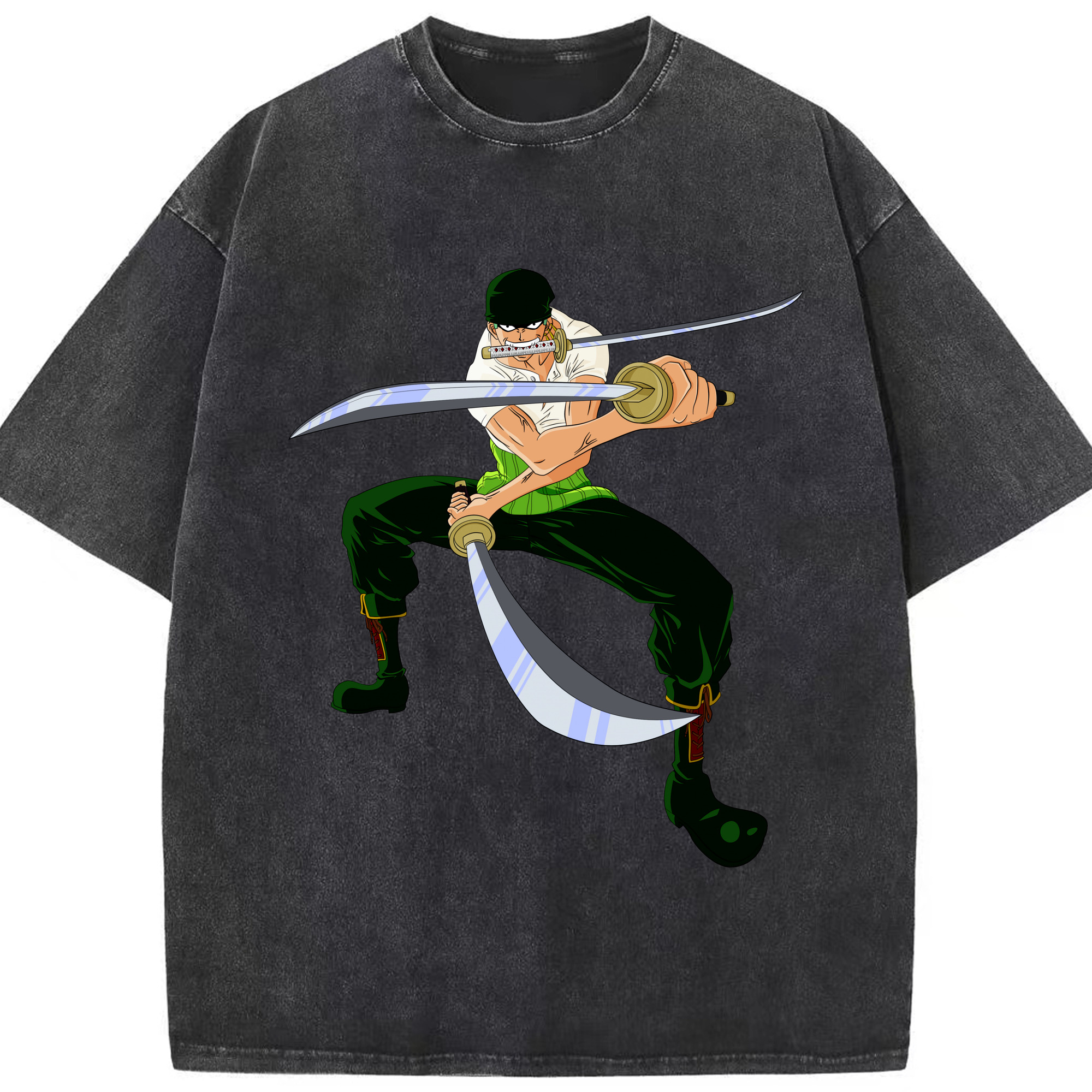 ワンピース ロロノア・ゾロ ONE PIECE Roronoa Zoro 綿100% ヴィンテージ風 半袖Tシャツ（フロントプリント）