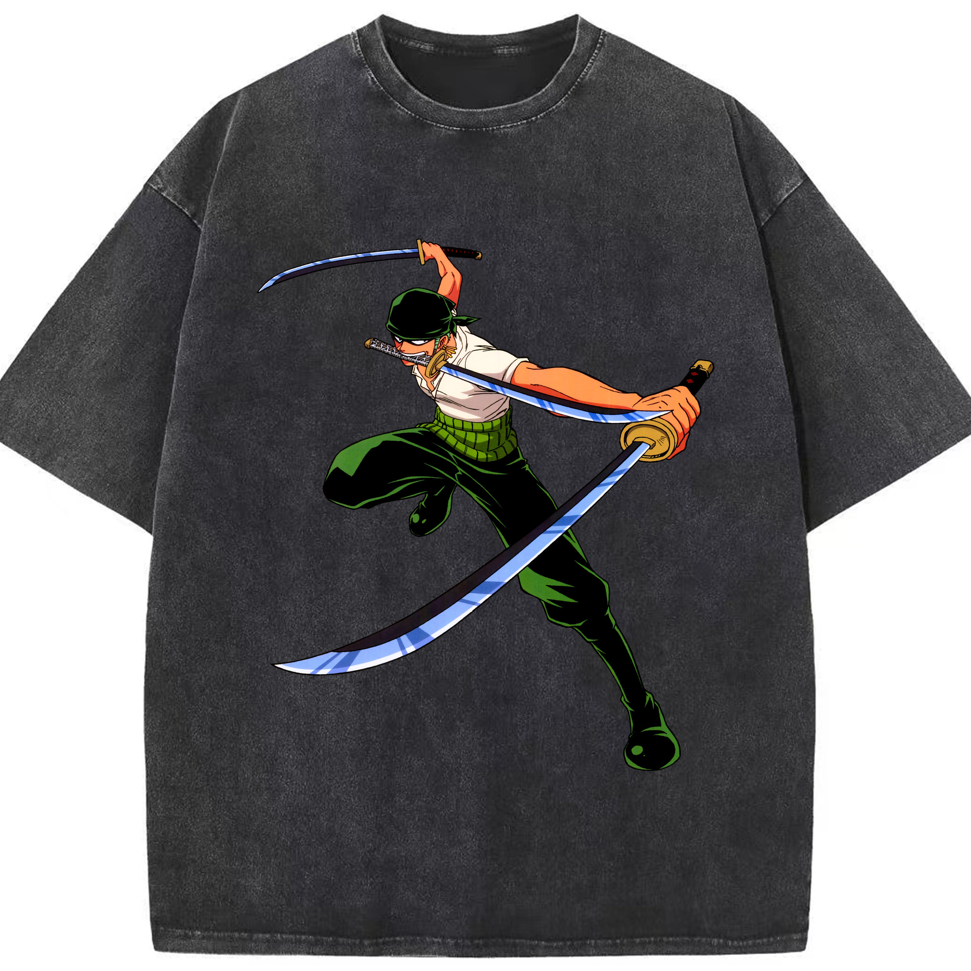 ワンピース ロロノア・ゾロ ONE PIECE Roronoa Zoro 綿100% ヴィンテージ風 半袖Tシャツ（フロントプリント）