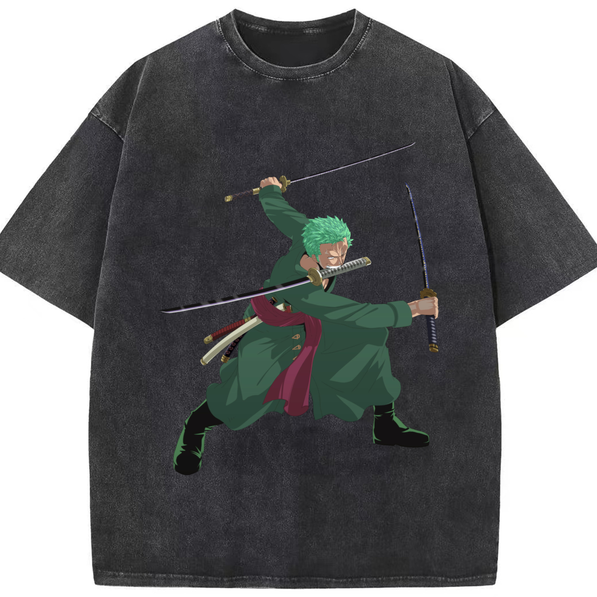 ワンピース ロロノア・ゾロ ONE PIECE Roronoa Zoro 綿100% ヴィンテージ風 半袖Tシャツ（フロントプリント）