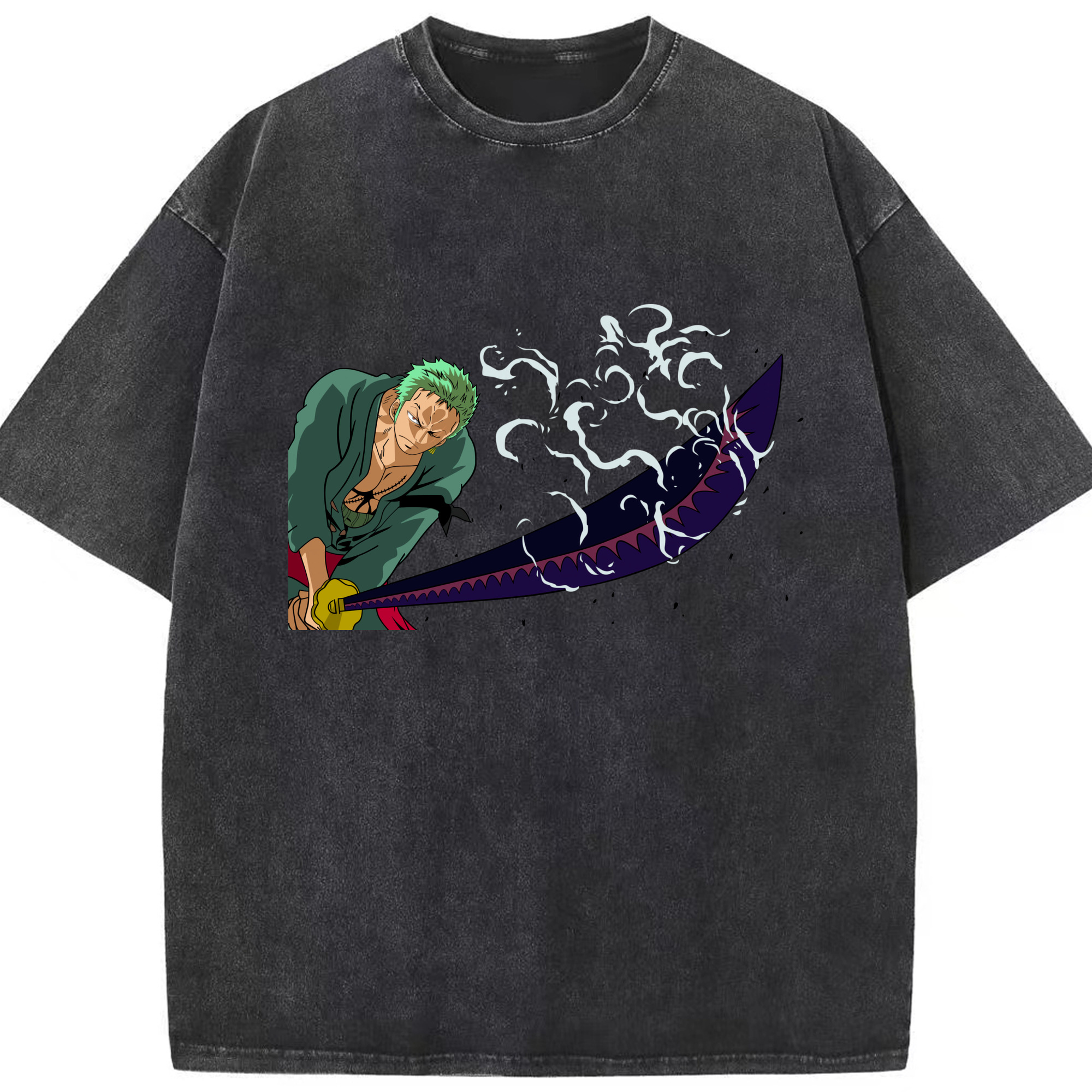 ワンピース ロロノア・ゾロ ONE PIECE Roronoa Zoro 綿100% ヴィンテージ風 半袖Tシャツ（フロントプリント）