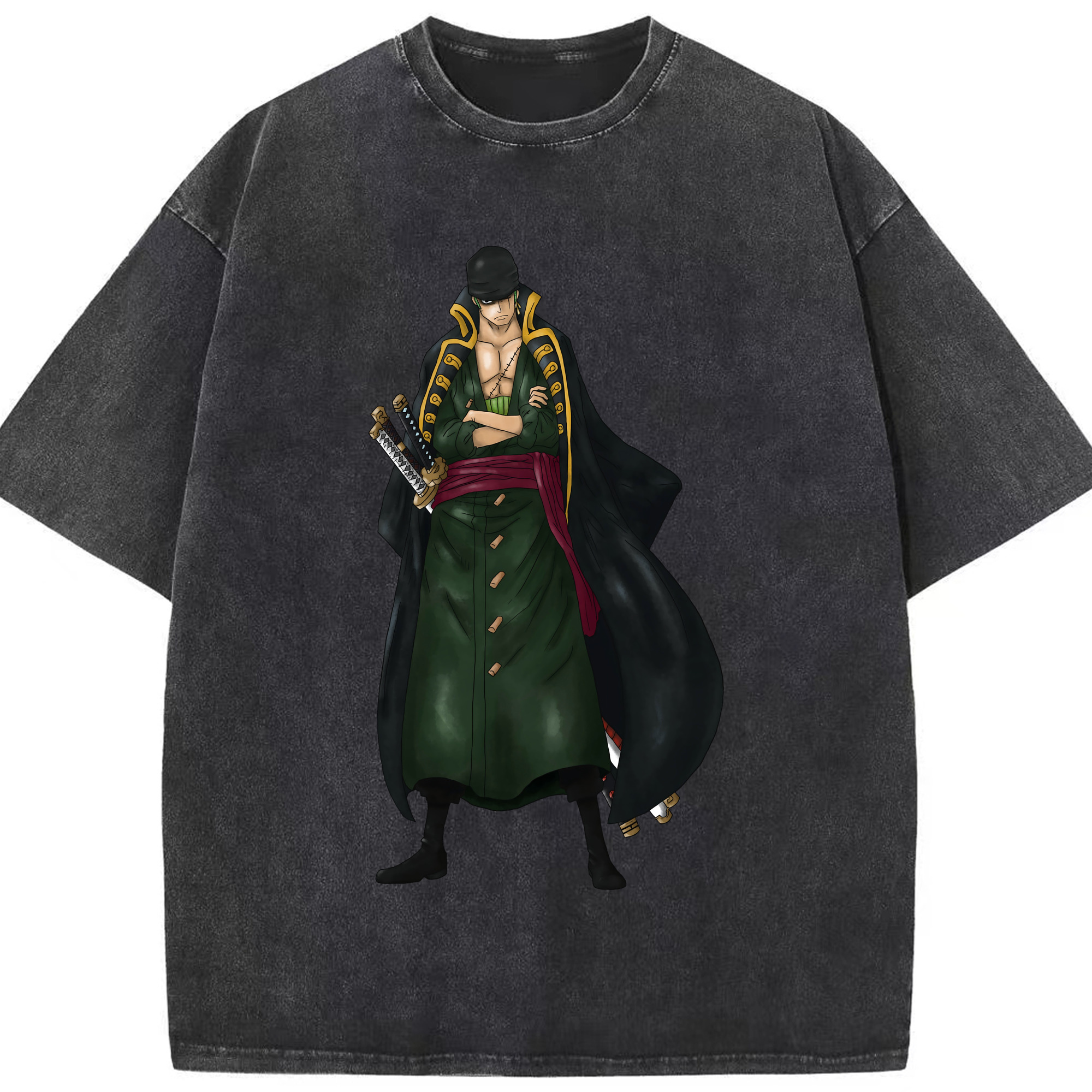 ワンピース ロロノア・ゾロ ONE PIECE Roronoa Zoro 綿100% ヴィンテージ風 半袖Tシャツ（フロントプリント）
