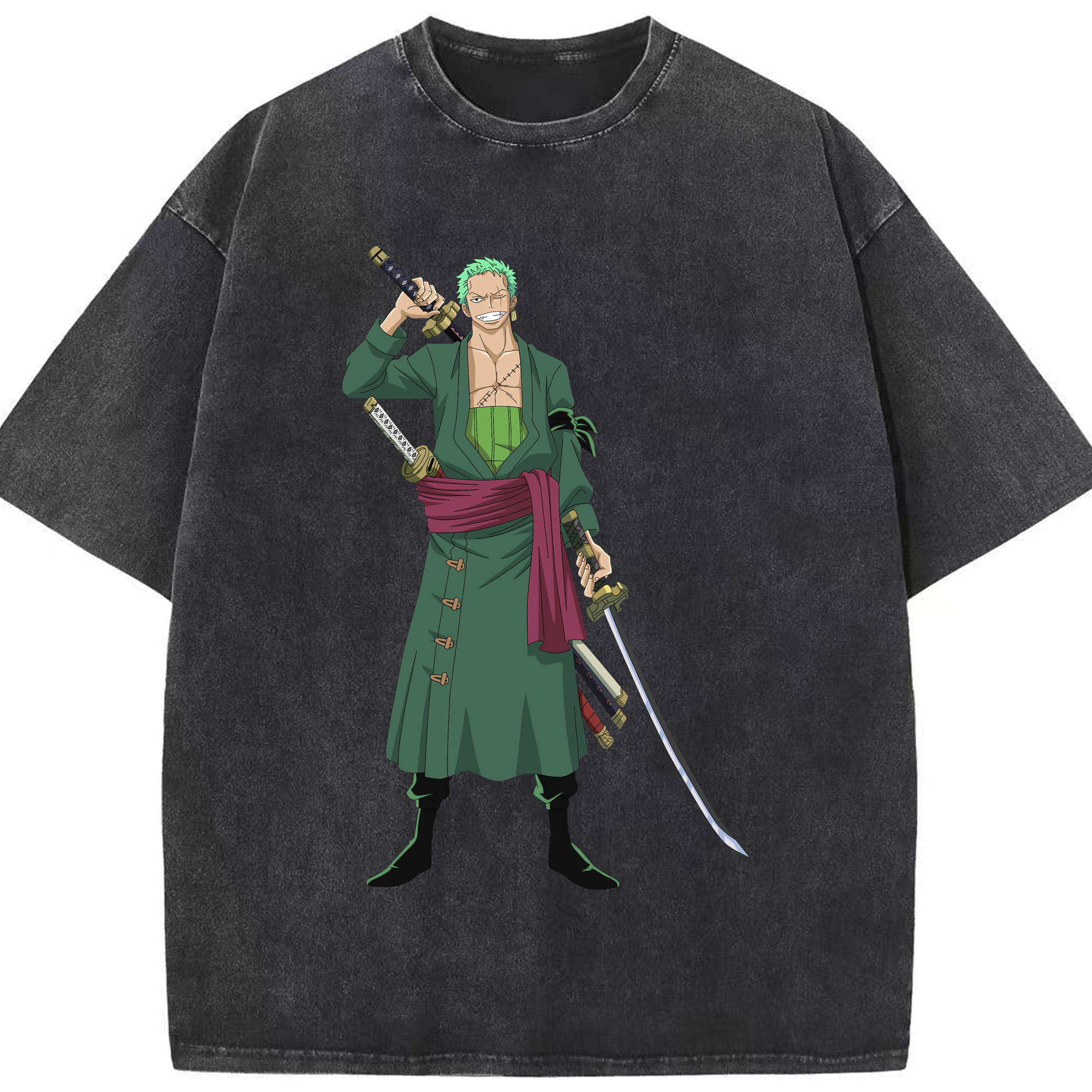 ワンピース ロロノア・ゾロ ONE PIECE Roronoa Zoro 綿100% ヴィンテージ風 半袖Tシャツ（フロントプリント）