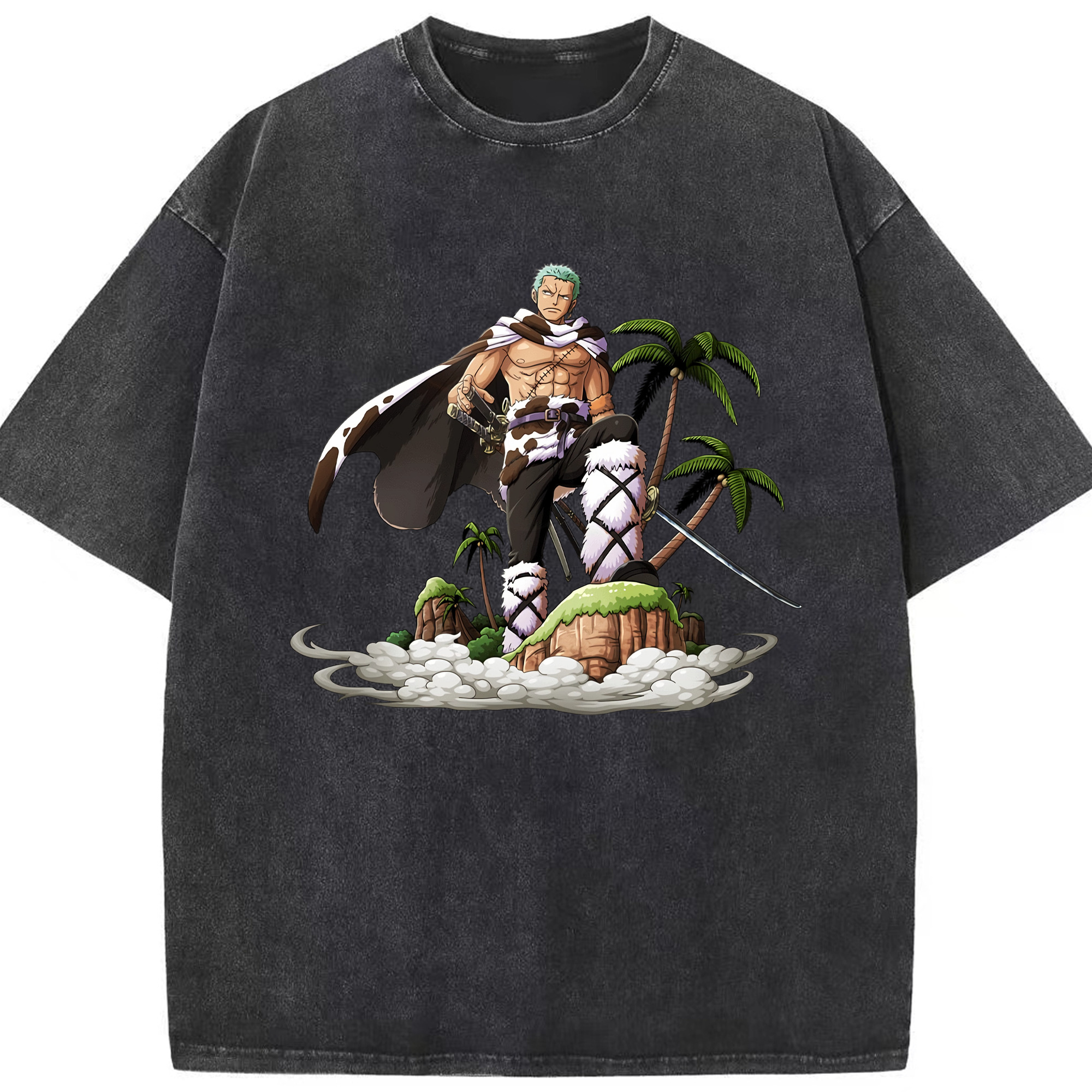 ワンピース ロロノア・ゾロ ONE PIECE Roronoa Zoro 綿100% ヴィンテージ風 半袖Tシャツ（フロントプリント）