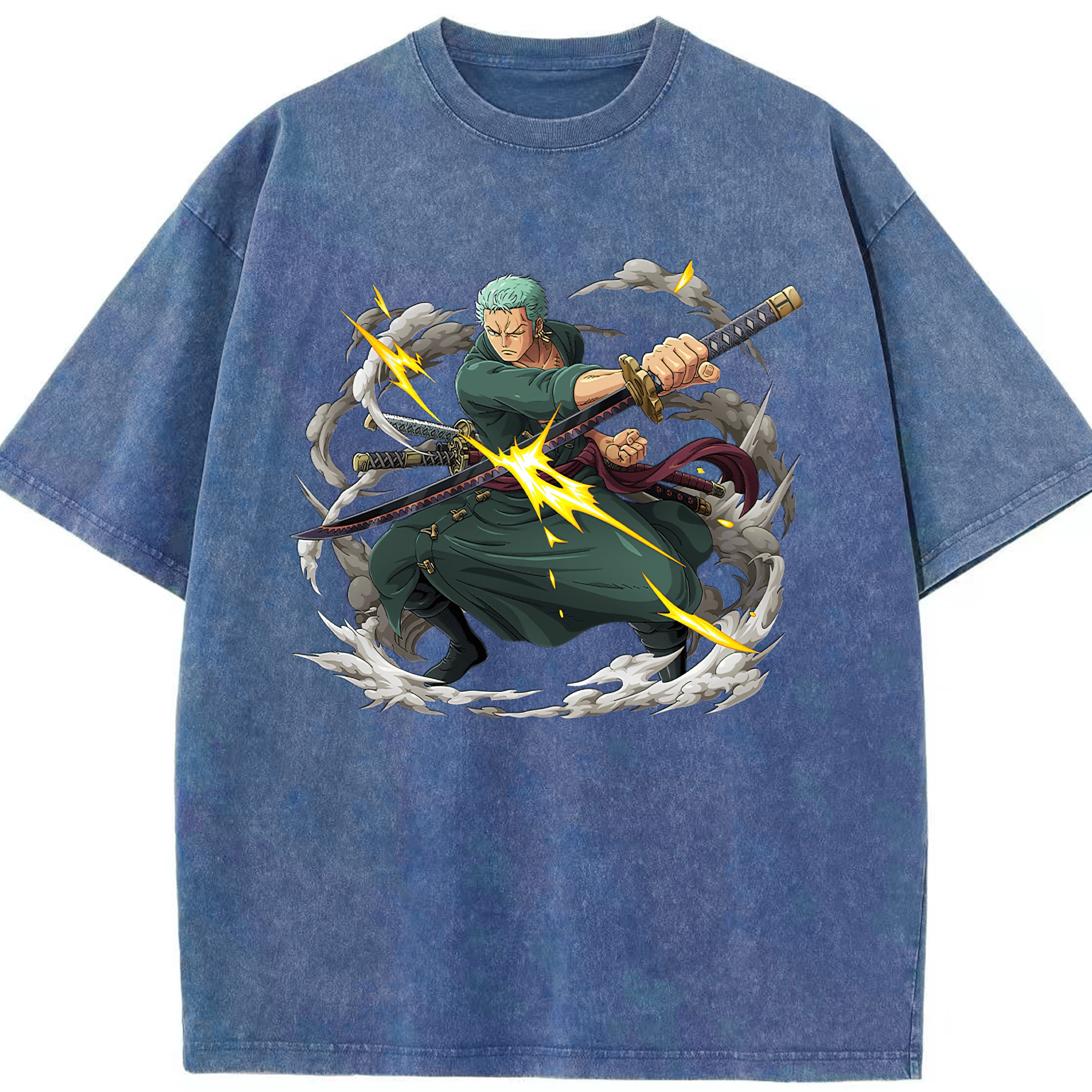 ワンピース ロロノア・ゾロ ONE PIECE Roronoa Zoro 綿100% ヴィンテージ風 半袖Tシャツ（フロントプリント）
