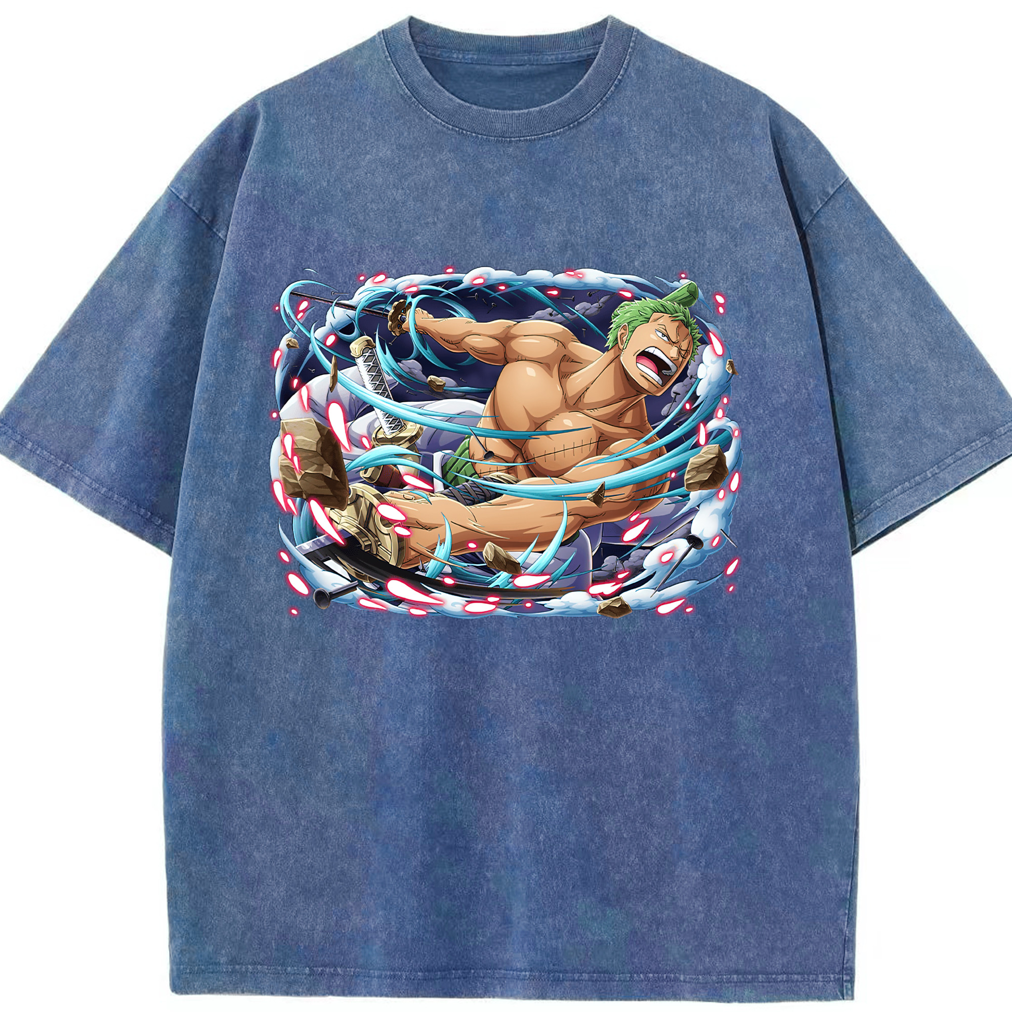 ワンピース ロロノア・ゾロ ONE PIECE Roronoa Zoro 綿100% ヴィンテージ風 半袖Tシャツ（フロントプリント）