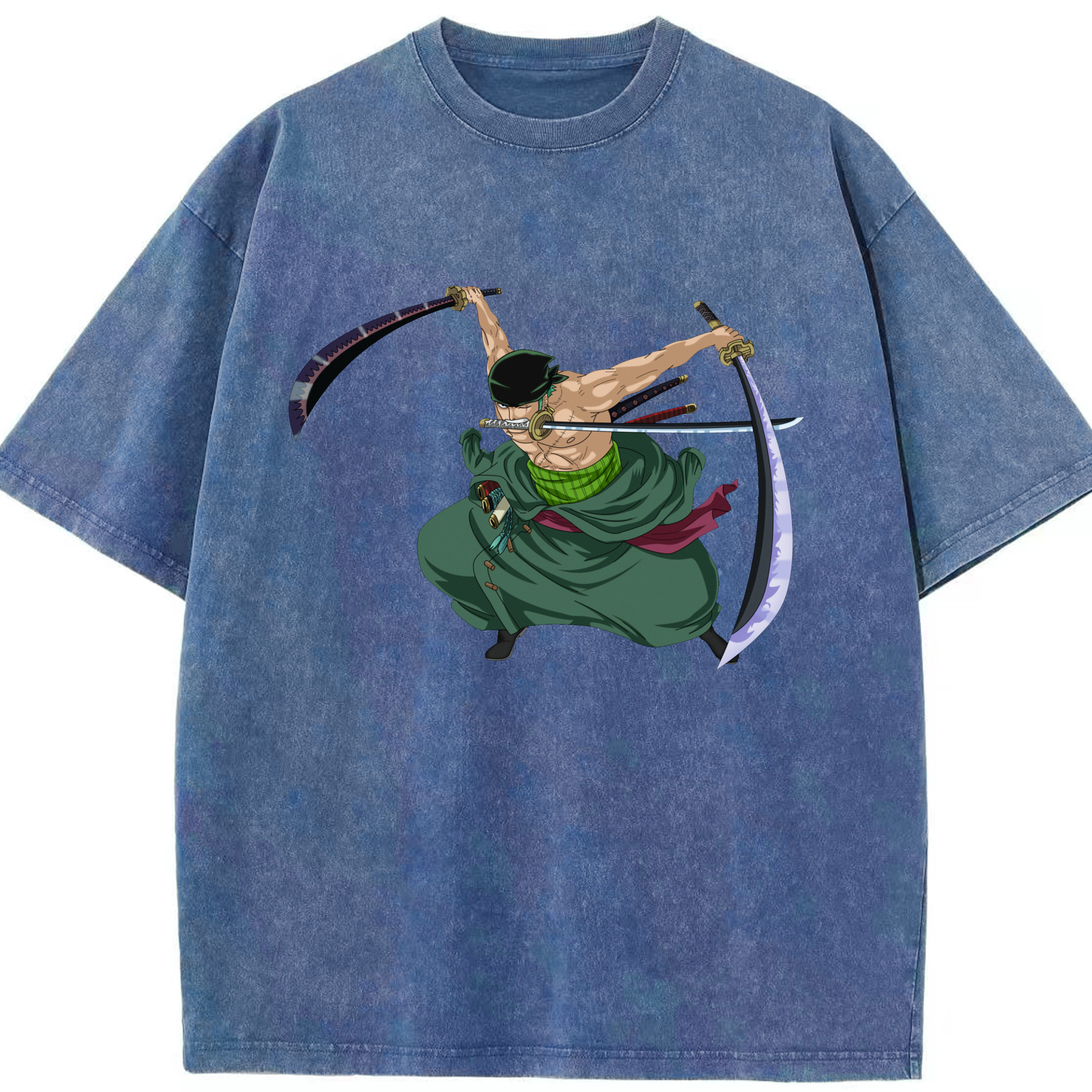 ワンピース ロロノア・ゾロ ONE PIECE Roronoa Zoro 綿100% ヴィンテージ風 半袖Tシャツ（フロントプリント）