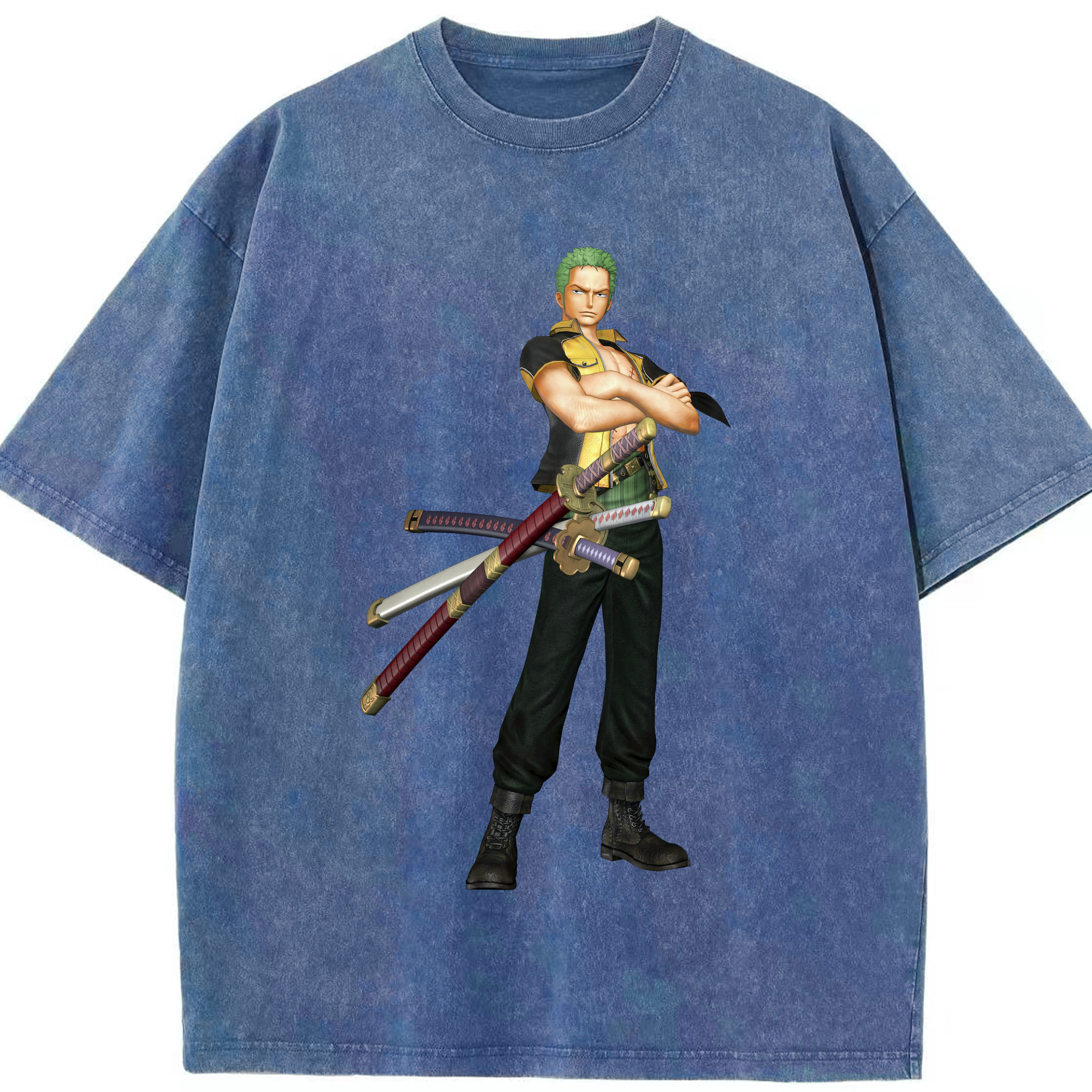 ワンピース ロロノア・ゾロ ONE PIECE Roronoa Zoro 綿100% ヴィンテージ風 半袖Tシャツ（フロントプリント）