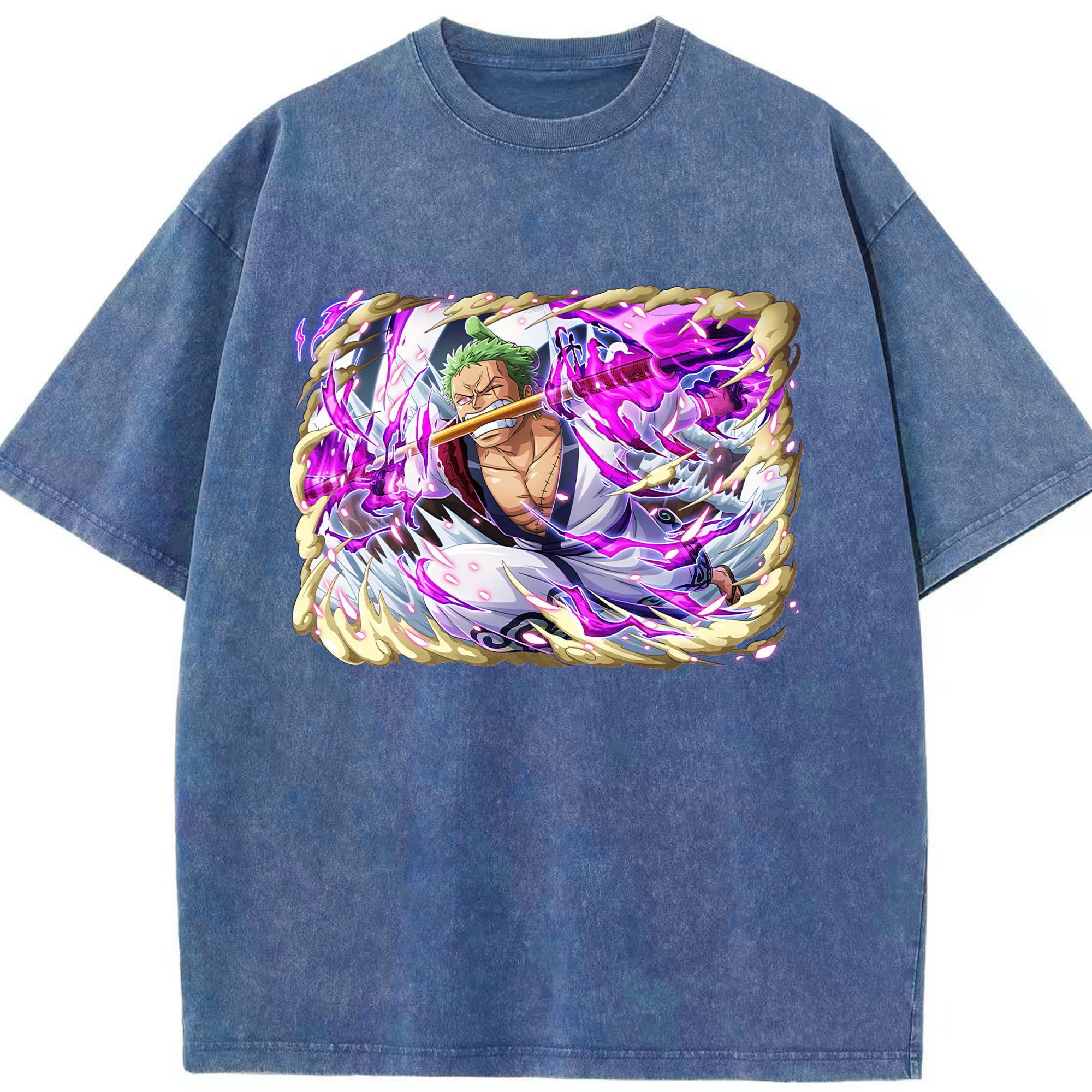ワンピース ロロノア・ゾロ ONE PIECE Roronoa Zoro 綿100% ヴィンテージ風 半袖Tシャツ（フロントプリント）