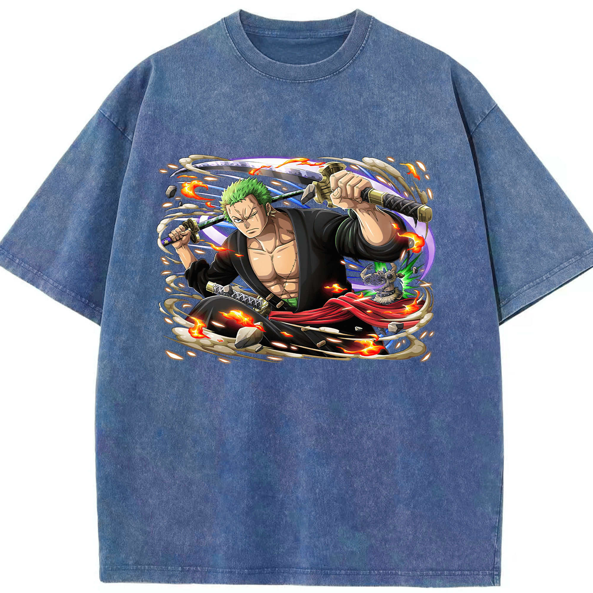 ワンピース ロロノア・ゾロ ONE PIECE Roronoa Zoro 綿100% ヴィンテージ風 半袖Tシャツ（フロントプリント）