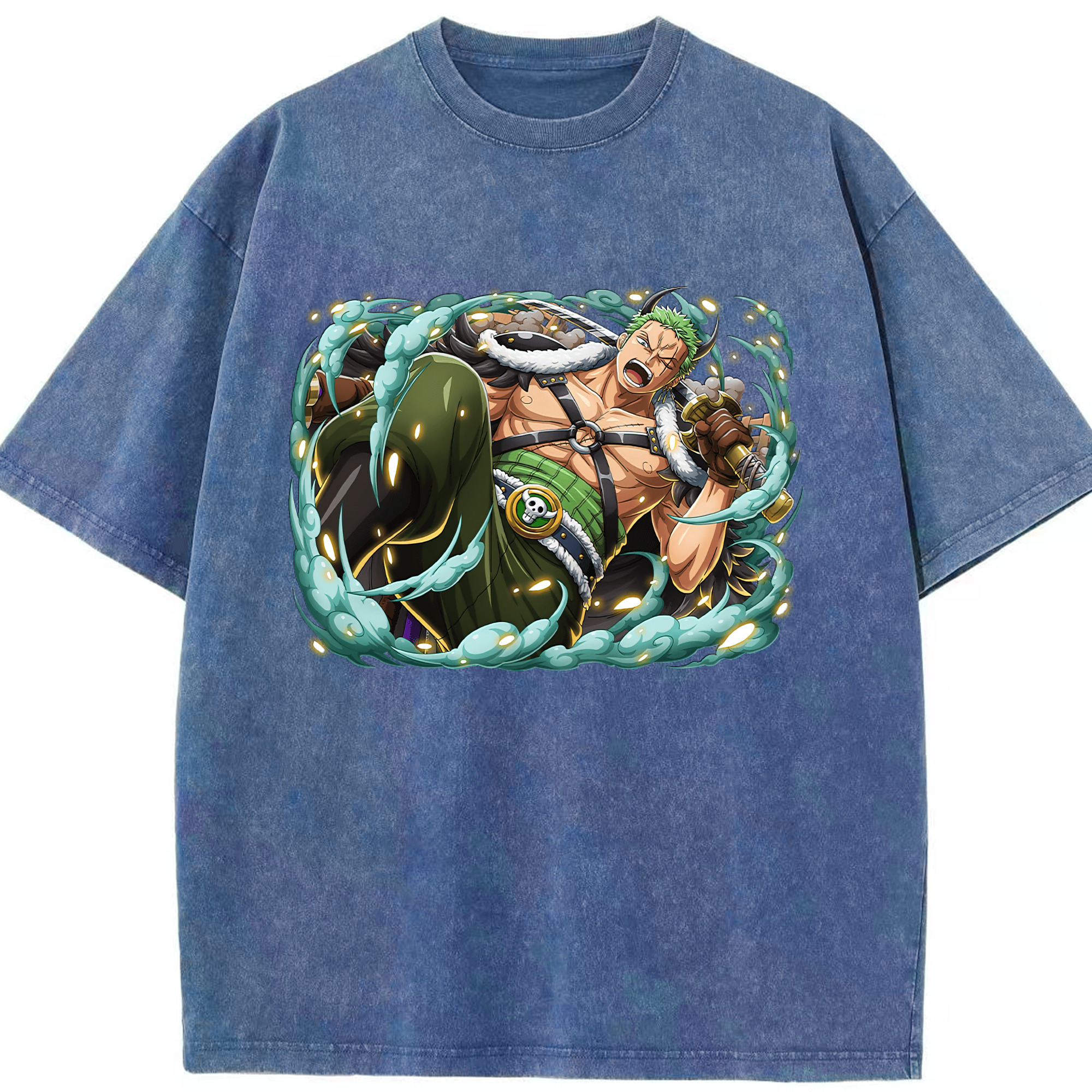 ワンピース ロロノア・ゾロ ONE PIECE Roronoa Zoro 綿100% ヴィンテージ風 半袖Tシャツ（フロントプリント）